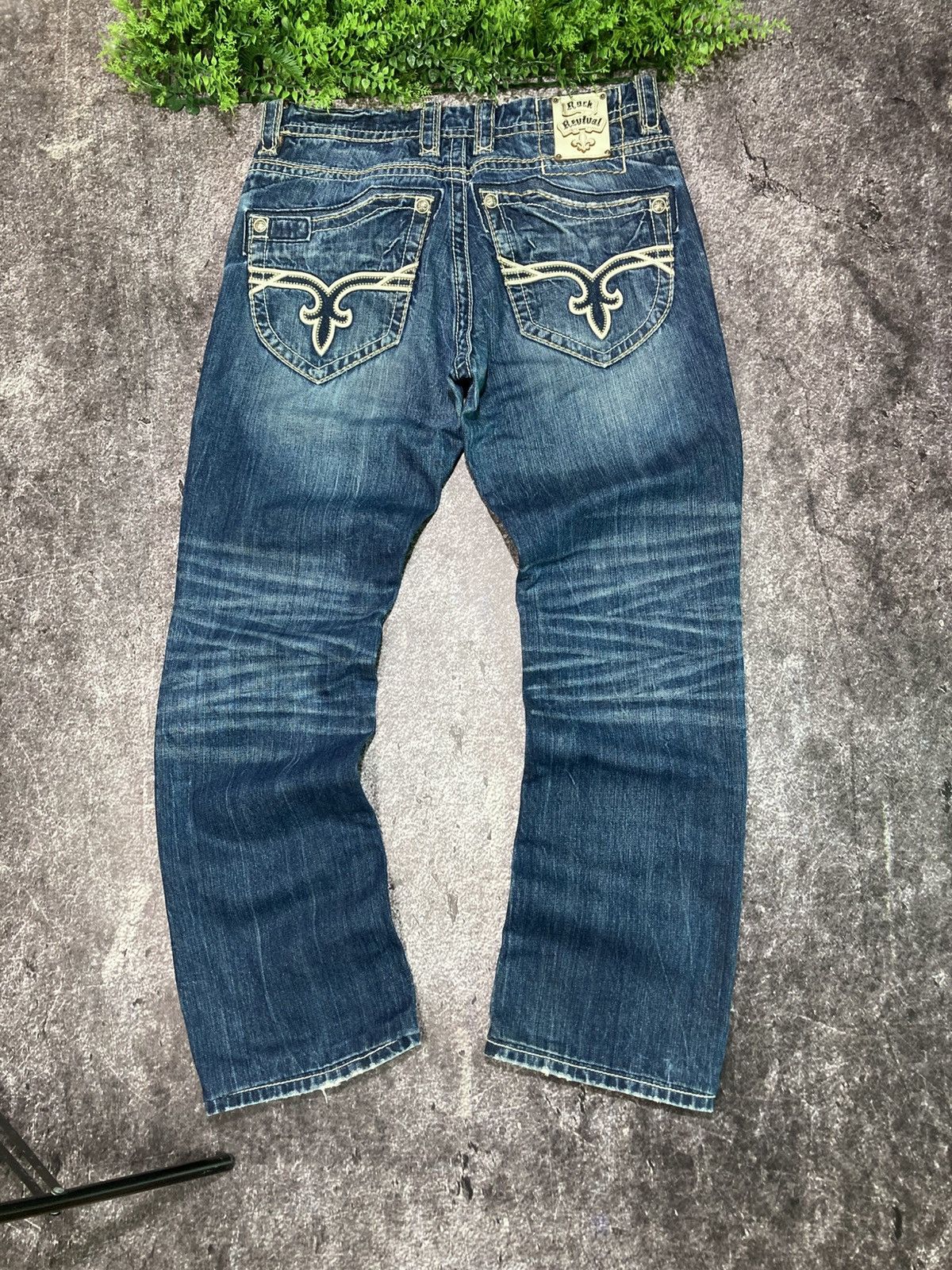 Vintage Rock Revival Andre Straight Y2K Denim Jeans