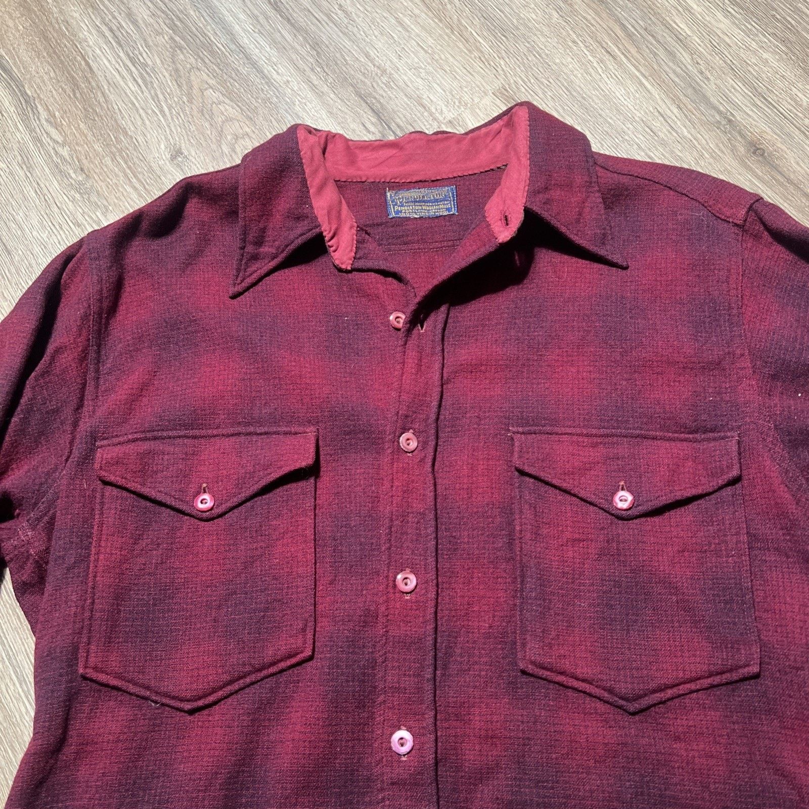 Pendleton Vintage 1920s Pendleton Shadow Plaid Wool Flannel Shirt Size US L / EU 52-54 / 3 - 4 Thumbnail