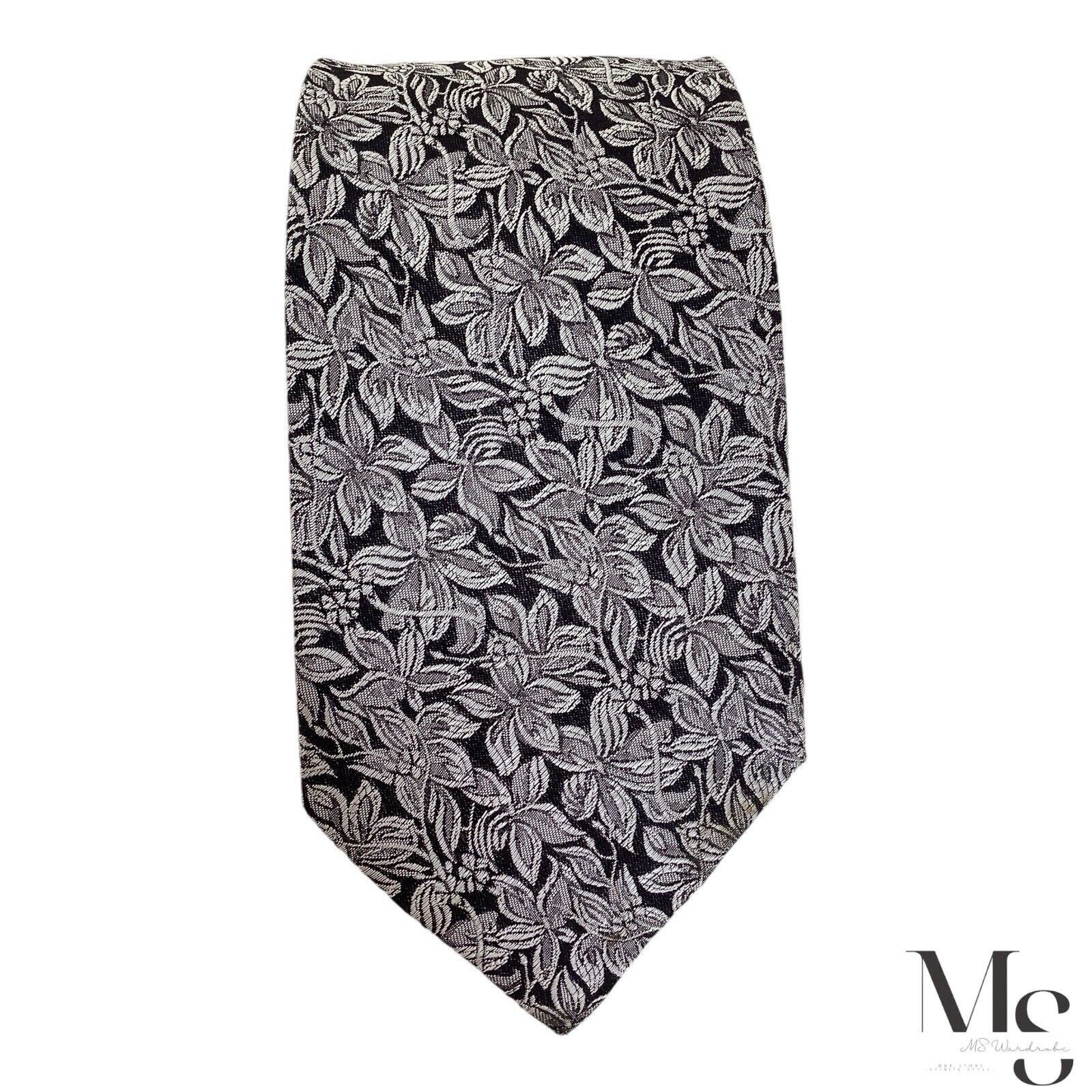 Other ANDREW'S TIES XL Silver Floral Silk Tie Made In Italy W: 3.7 Size ONE SIZE - 3 Thumbnail