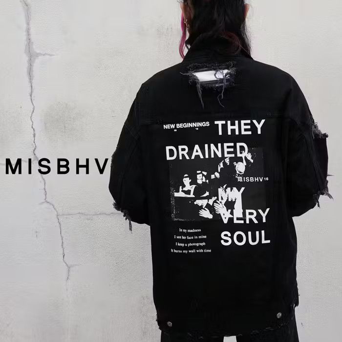 image of Misbhv Ss 2016 “They Drained My Very Soul” Type 2 Denim Jacket in Black, Men's (Size Small)