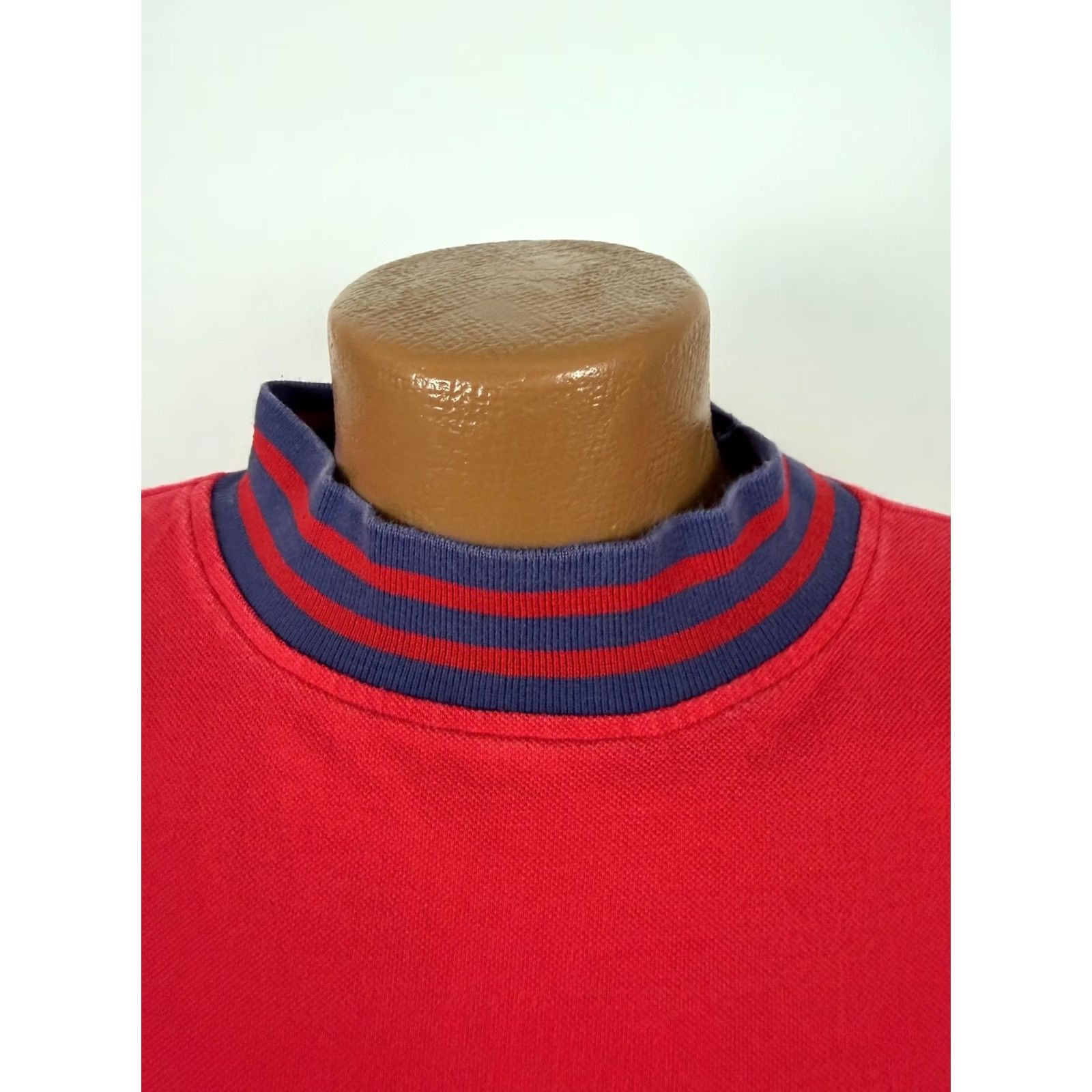 Perry Ellis VINTAGE Perry Ellis Shirt Men Large Mock Neck 90s Red Knit Cotton Long Sleeve T-Shirt Retro 80s 90s Hipster Outdoor Size US L / EU 52-54 / 3 - 3 Thumbnail