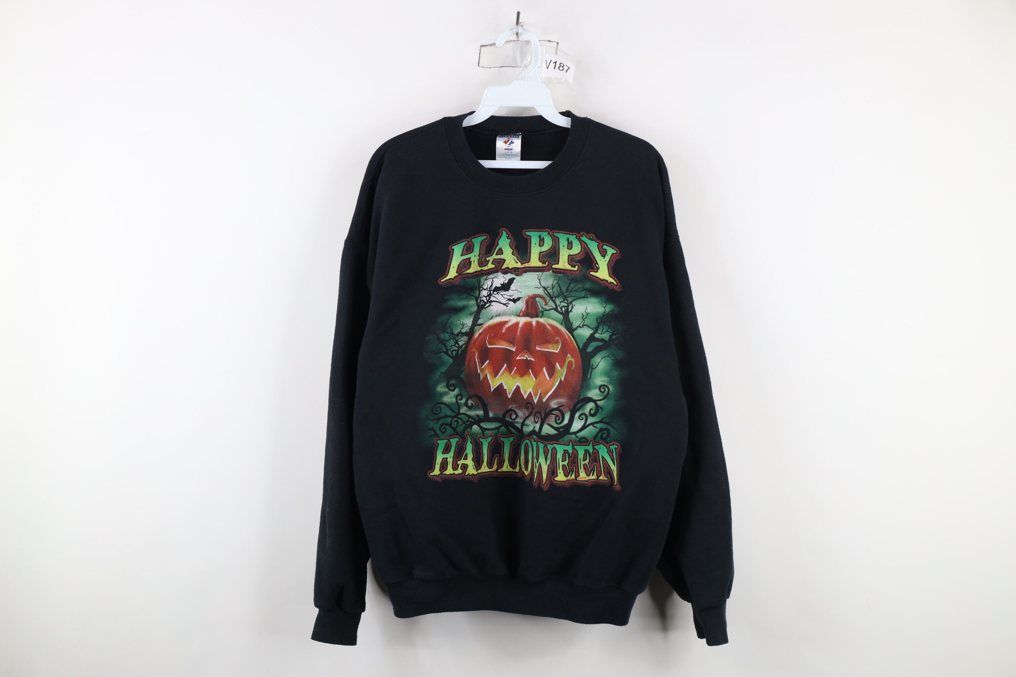 Vintage Vintage 90s Streetwear Halloween Pumpkin Sweatshirt Black Size US L / EU 52-54 / 3 - 1 Thumbnail