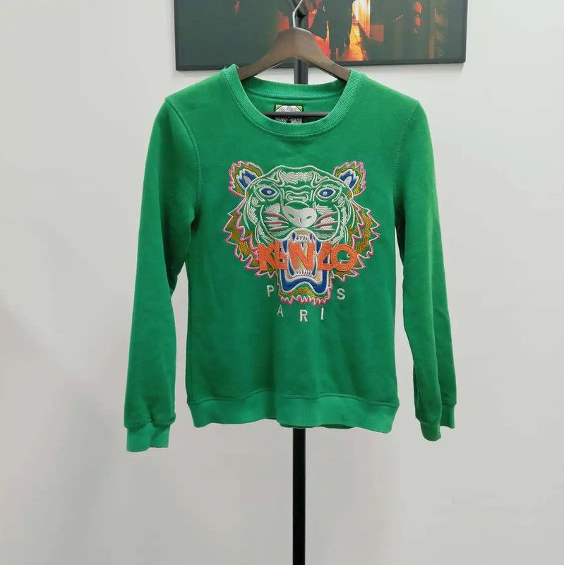 Kenzo KENZO Green Cotton Long Sleeve Sweatshirt 0089 Size S / US 4 / IT 40 - 1 Thumbnail