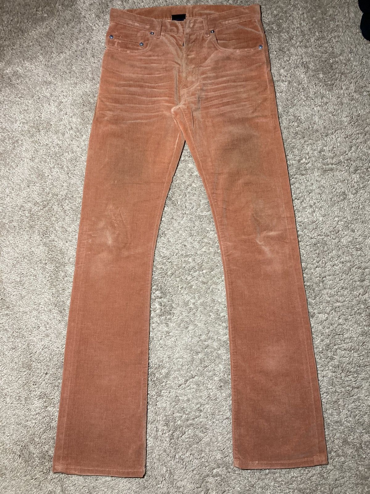Dior AW05 Dior Velvet Peach Semi Flare Jeans Skinny 2005 Hedi Size US 27 - 1 Thumbnail