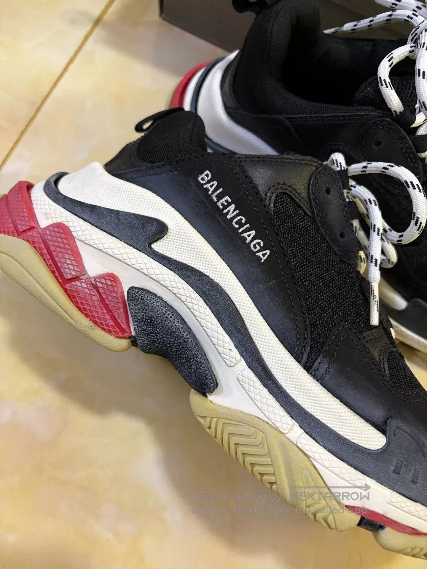 Balenciaga Balenciaga Triple S OG Distressed Black Red. Size US 6 / EU 39 - 5 Thumbnail