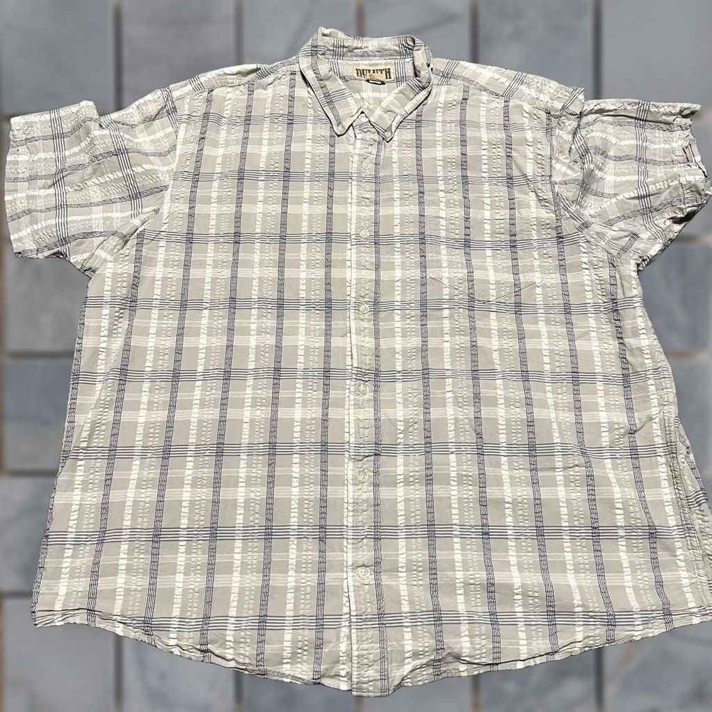 Duluth Trading Company Duluth Ripple Rouser Seersucker Shirt Mens 3XL Gray Short Sleeve Plaid Size US XXL / EU 58 / 5 - 1 Thumbnail