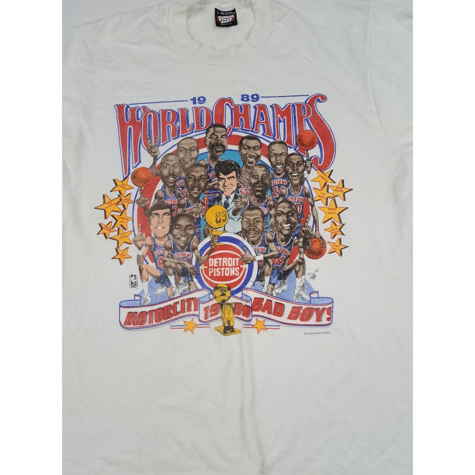 Vintage Vintage Detroit Pistons 1989 Champs Shirt Single Stitch USA LG Cartoon Print Size US L / EU 52-54 / 3 - 3 Thumbnail