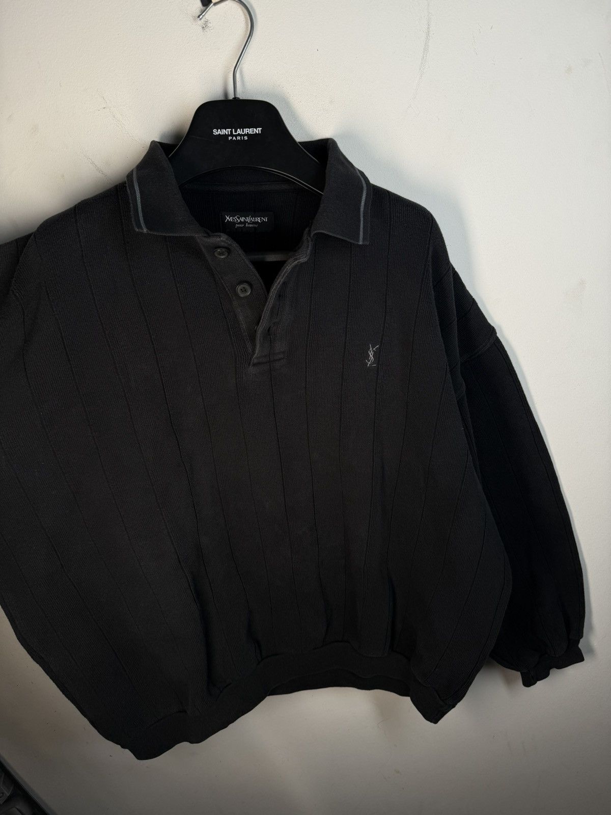 Yves Saint Laurent 90s YSL Sweatshirt Black Sweater Vintage Quarter Zip Up Size US XL / EU 56 / 4 - 11 Thumbnail