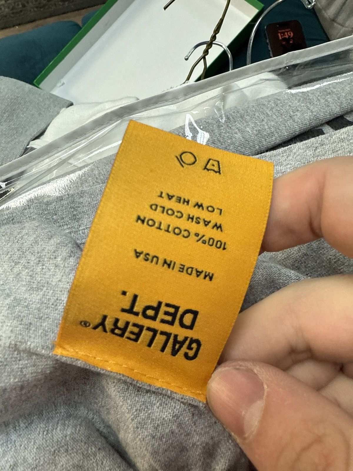 Gallery dept mini logo hooded sweatshirt grey large