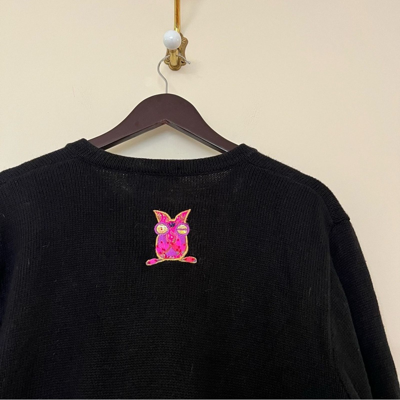 Vintage Jack B. Quick Y2k Beaded Owl Embroidered Knit Cardigan Size XL / US 12-14 / IT 48-50 - 2 Thumbnail