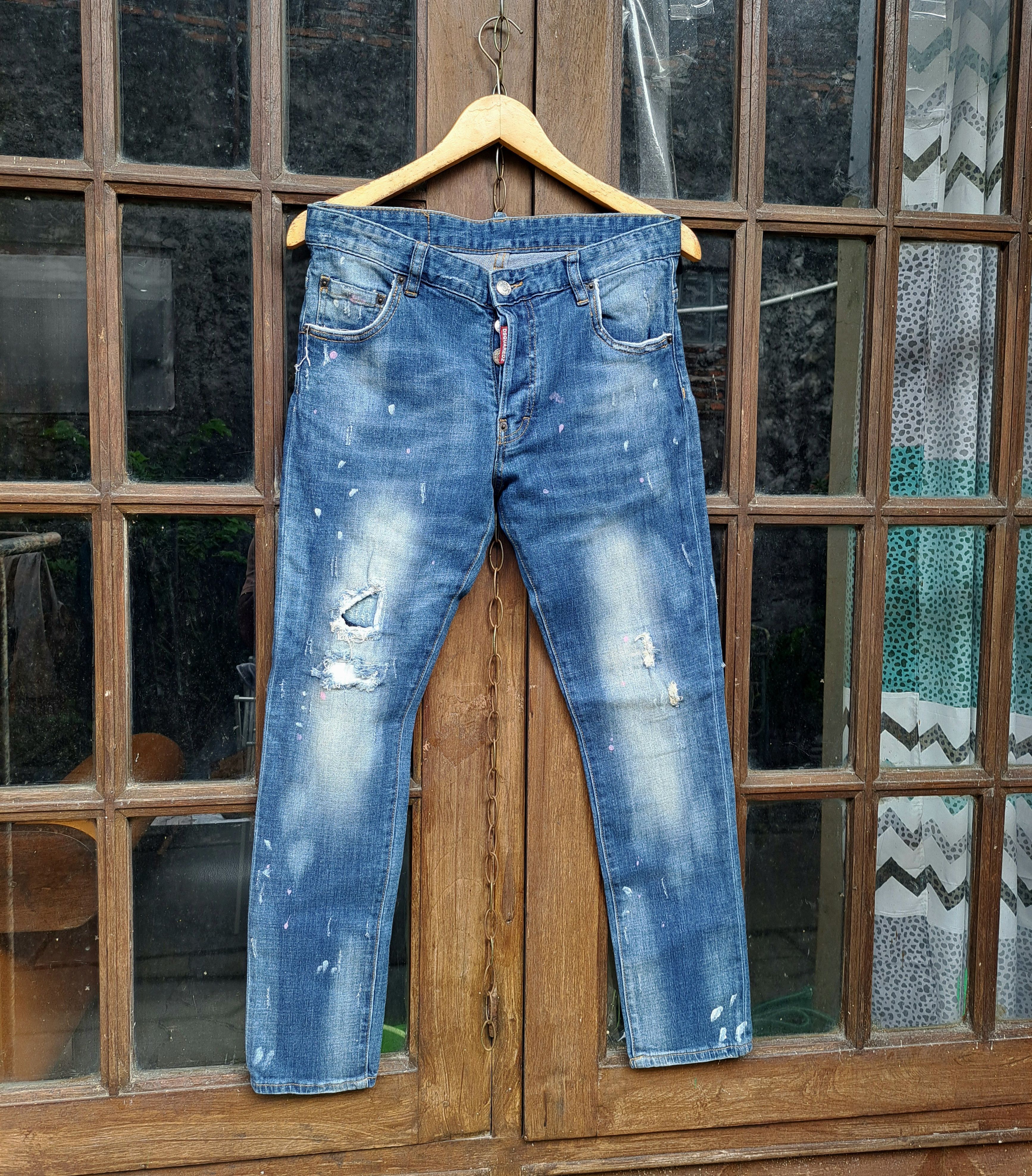 Dsquared2 Dsquared Distressed Denim Paint Splatter Mens Jeans Size US 30 / EU 46 - 1 Thumbnail