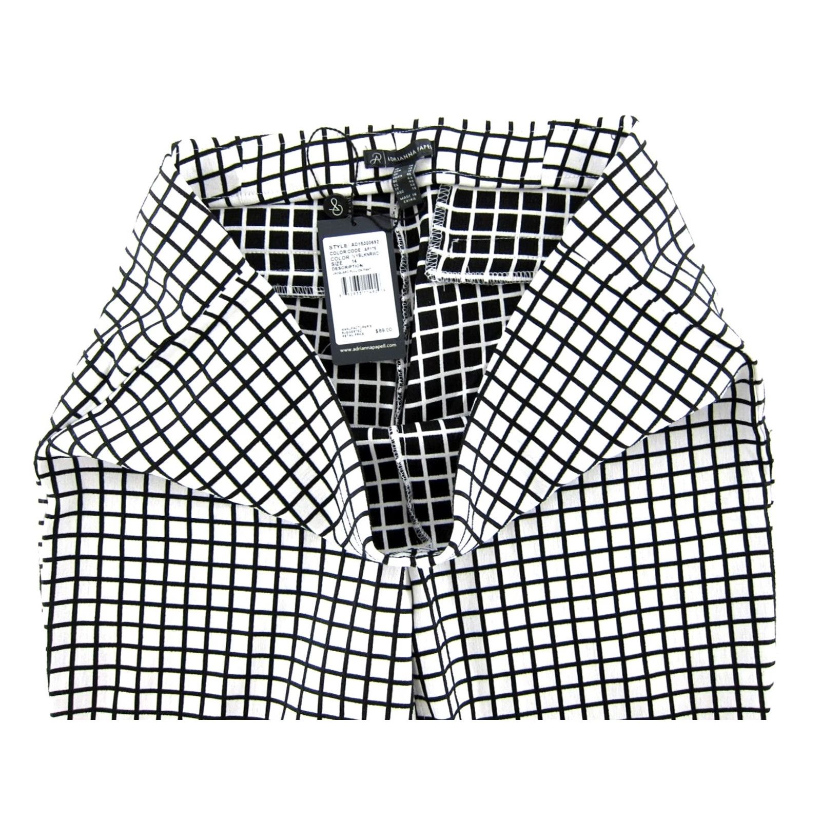 Adrianna Papell Adrianna Papell Pants Plaid Pull On NWT Black White Jacquard Stretch 14 Women Size 36" / US 14 / IT 50 - 4 Thumbnail