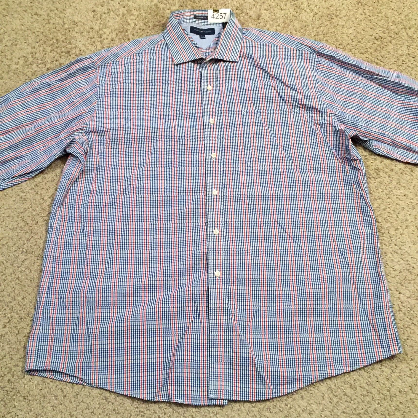 Tommy Hilfiger Tommy Hilfiger Shirt Mens 17.5 Blue Red Plaid Long Sleeve Button Up Size US XXL / EU 58 / 5 - 5 Thumbnail