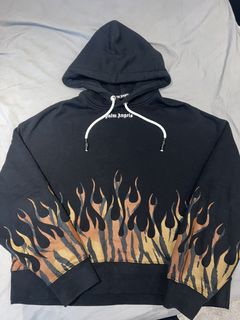 GRAFFITI FLAMES HOODIE in black - Palm Angels® Official