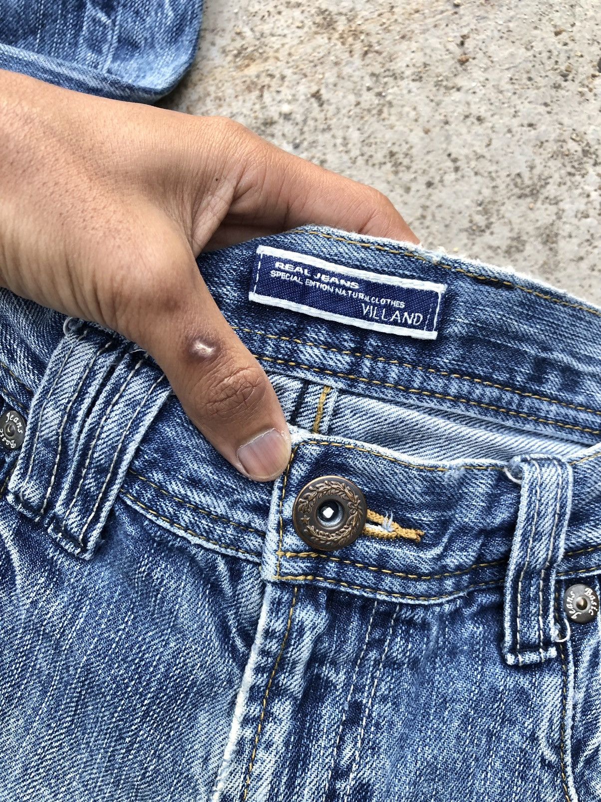 Japanese Brand VILLAND WASHED BLUE DISTRESSED DENIM Size US 31 - 6 Thumbnail