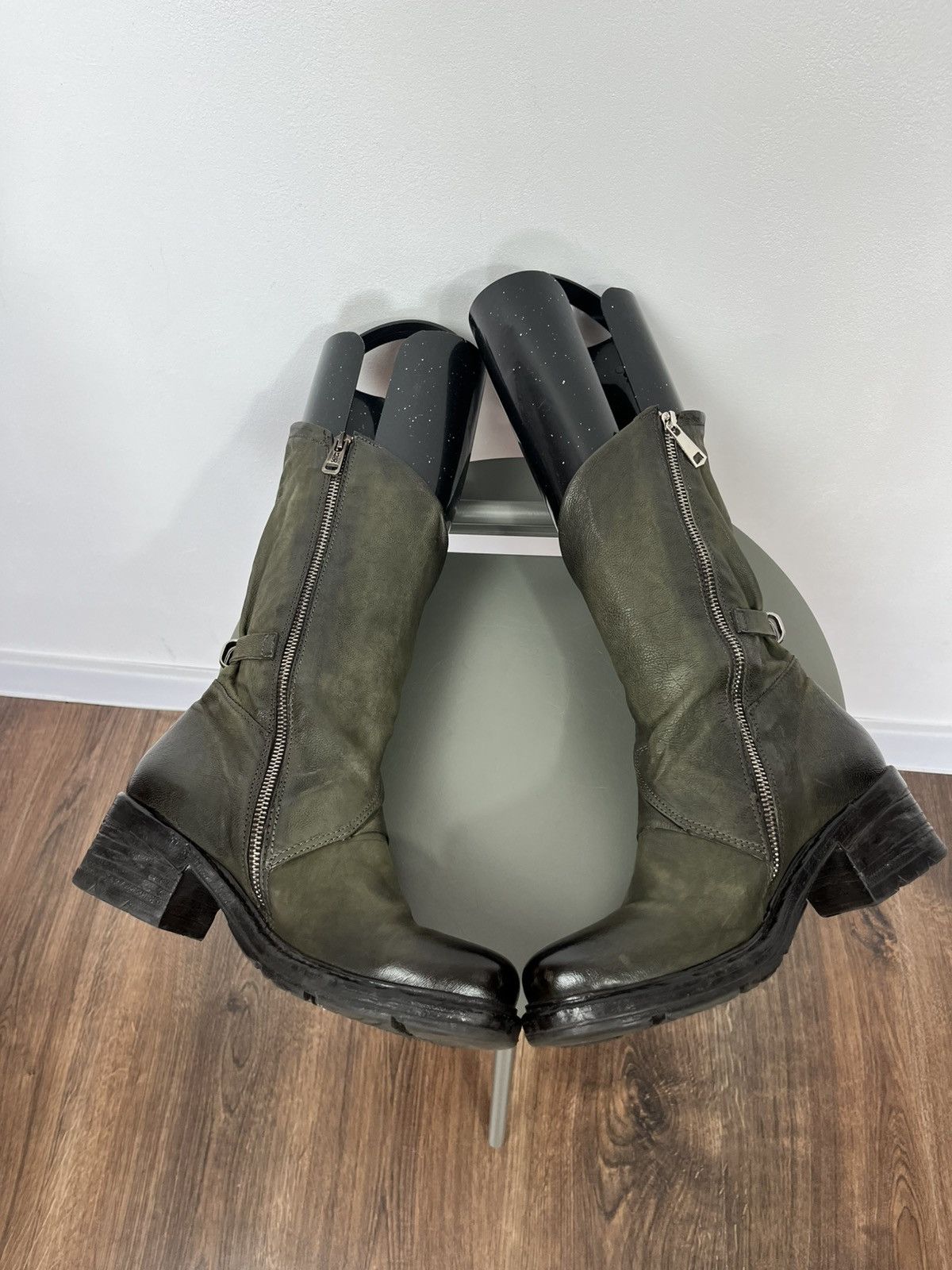 A.S.98 A.S.98 Leather Boots Green Women EU 38 Biker Buckle Zip Size US 7 / IT 37 - 13 Thumbnail