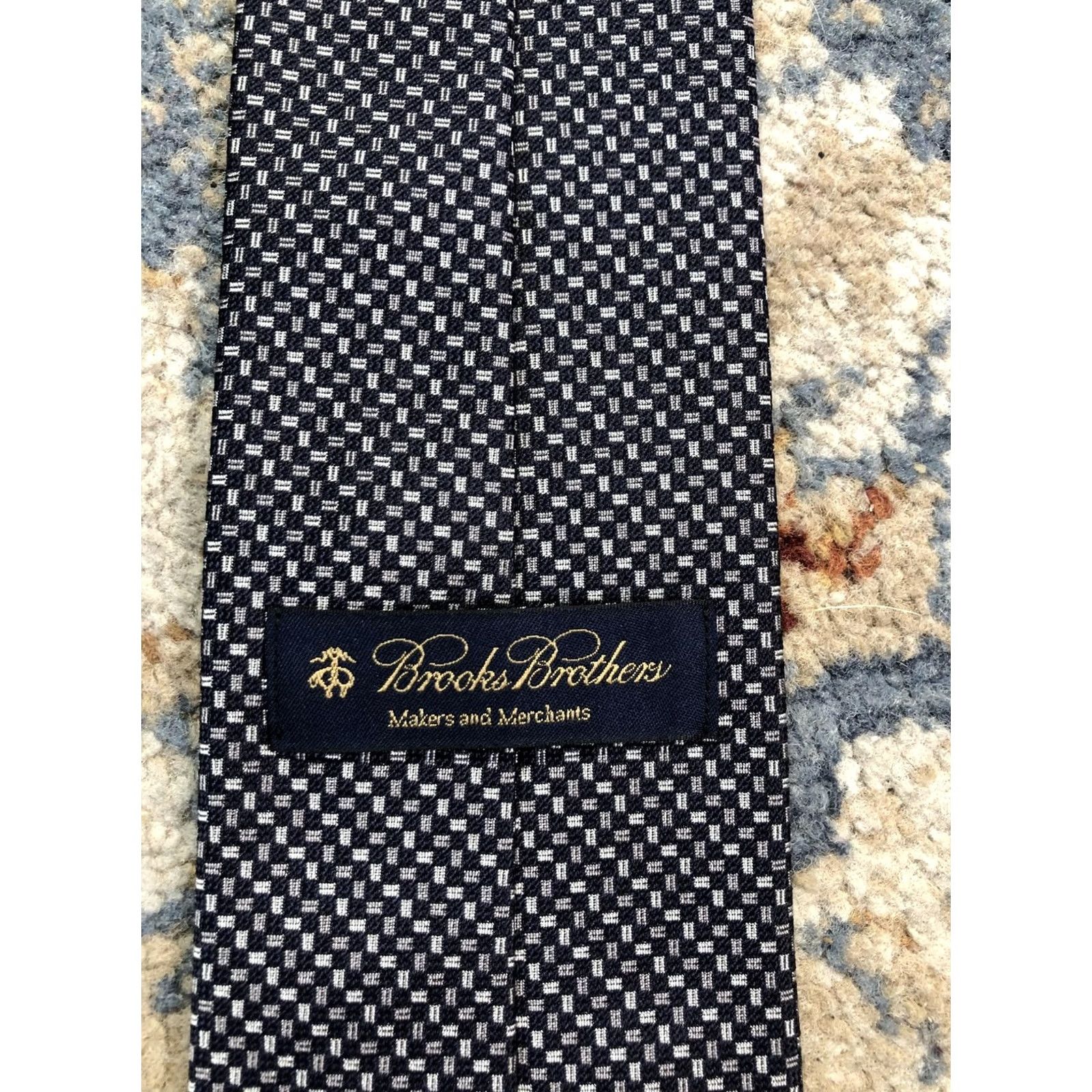Brooks Brothers Brooks Brothers Tie Mens One Size Blue Geometric Woven Silk Classic 57"-60" Neckwear Size ONE SIZE - 6 Thumbnail