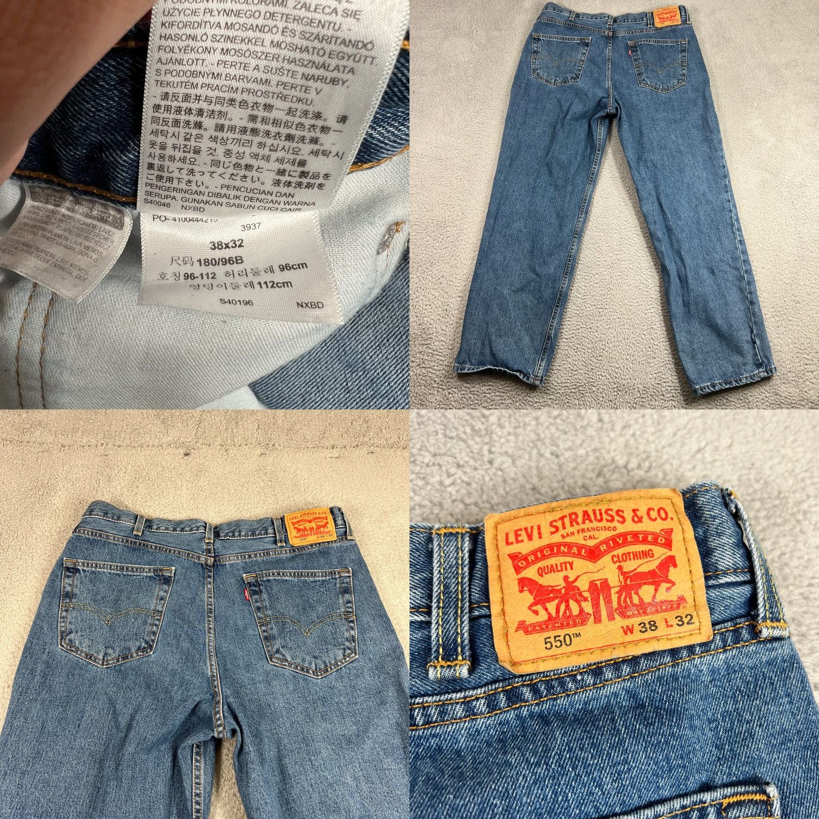 Levi's VINTAGE Levi's Jeans Men 550 Straight Leg 38x32 Dark Blue Denim Relaxed Fit 90s Grunge Mens Size US 38 / EU 54 - 8 Thumbnail