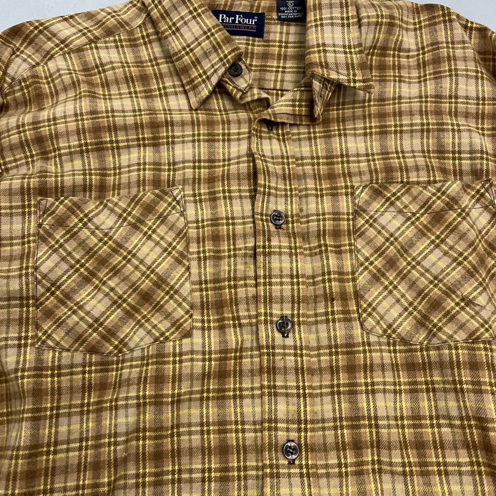 Other Vintage 80s Par Four Beige Plaid Cotton Flannel Size US L / EU 52-54 / 3 - 2 Thumbnail