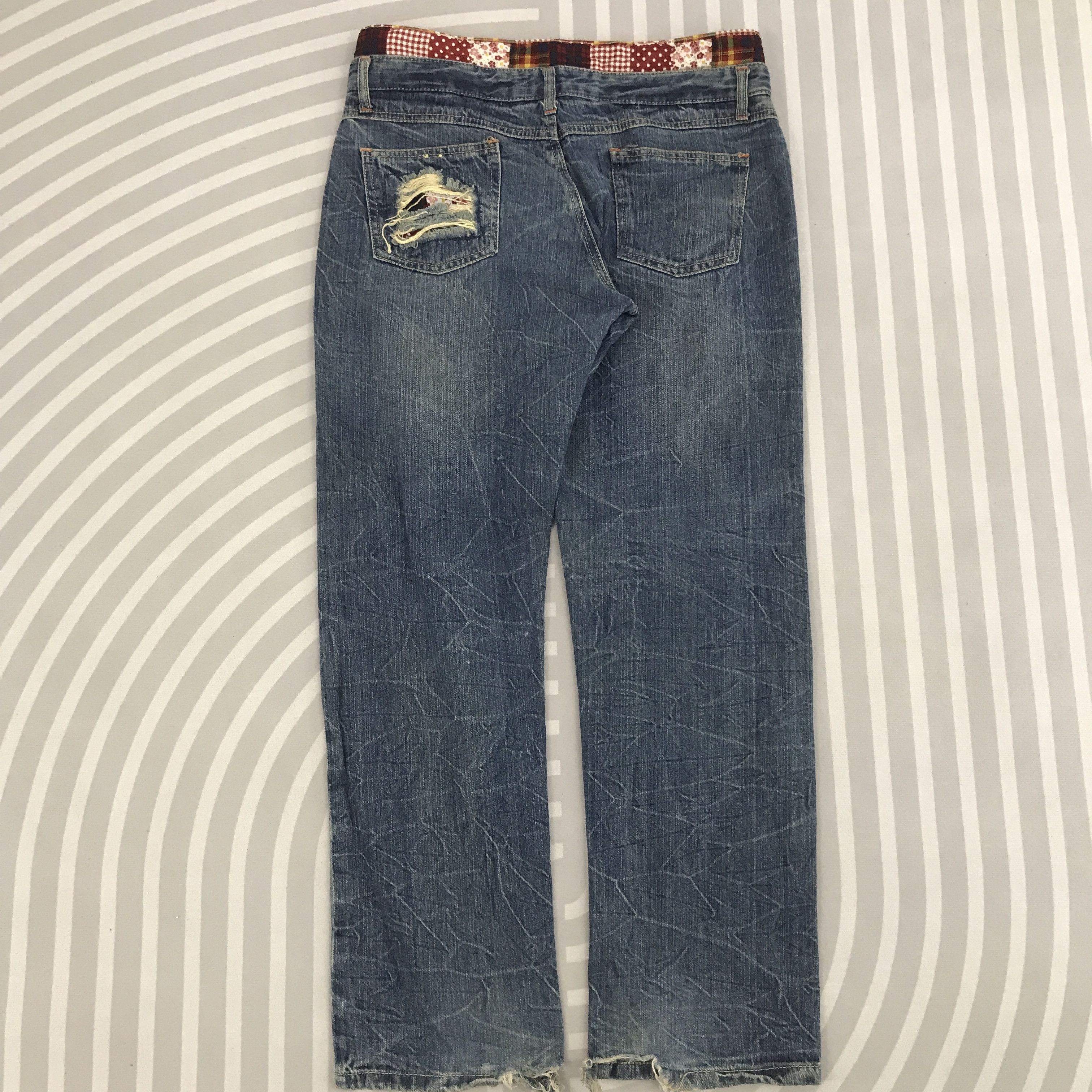 Japanese Brand × Vintage Vtg Double wais Japanese Brand Distressed Denim pants Size US 30 / EU 46 - 4 Thumbnail