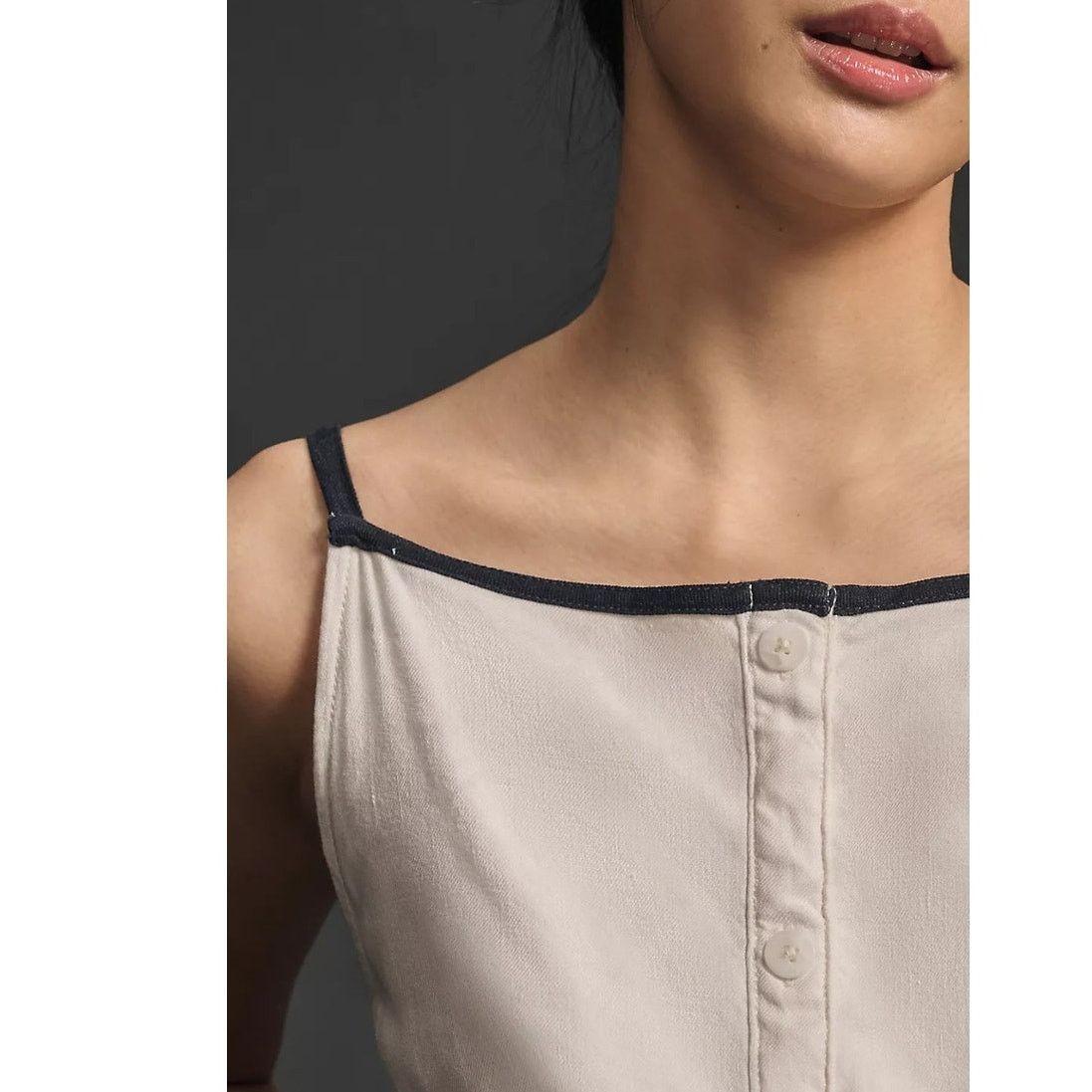 Anthropologie NWT The Colette Button Midi Dress $168 X-SMALL Ivory Pockets Size XS / US 0-2 / IT 36-38 - 3 Thumbnail