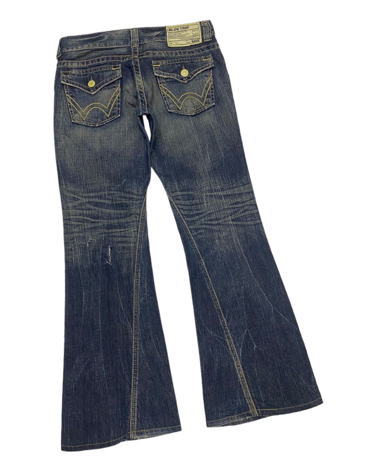Edwin FLARED🔥EDWIN 503 BLUE TRIP DISTRESSED FLARE DENIM JEANS Size US 31 - 4 Thumbnail