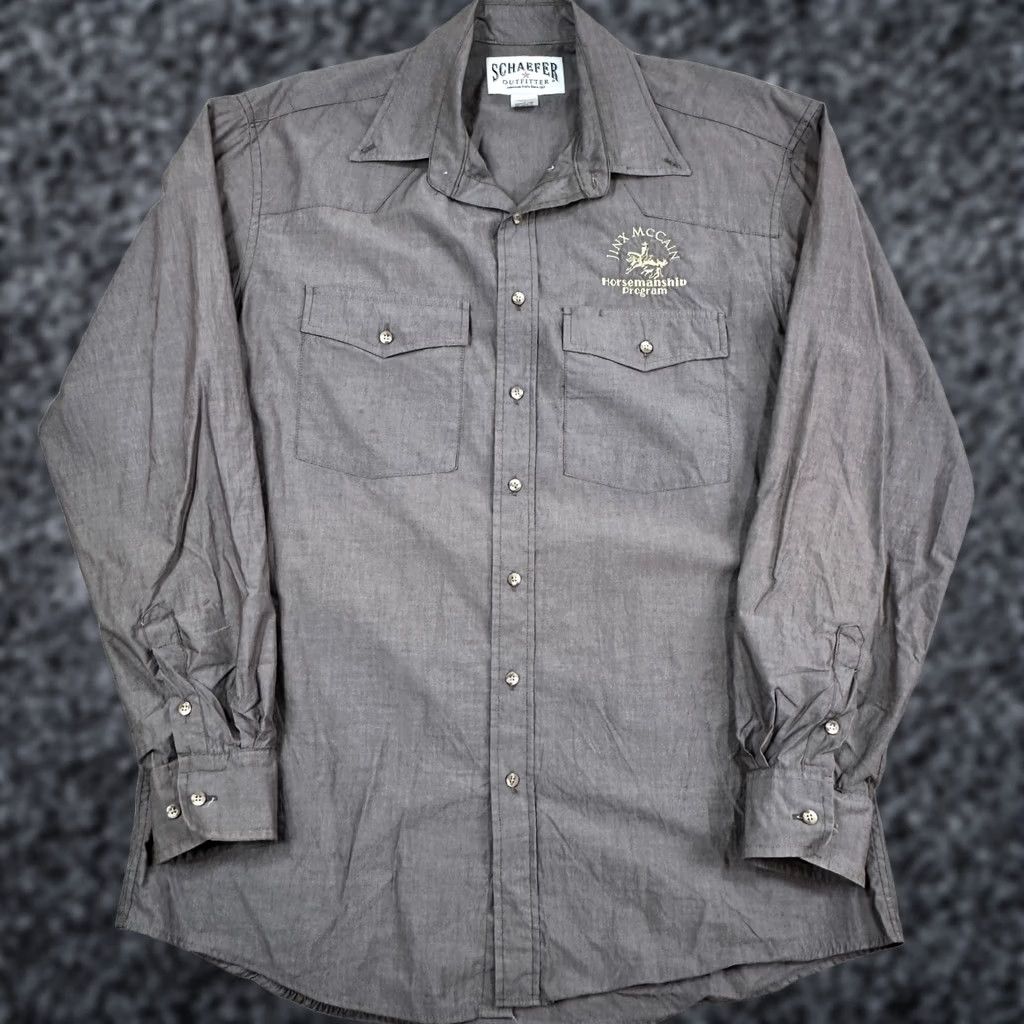 Logo 7 Schaefer Outfitter Shirt Mens XL Brown Long Sleeve Western Embroidered Logo Button-Up Casual Workwear Size US XL / EU 56 / 4 - 1 Thumbnail