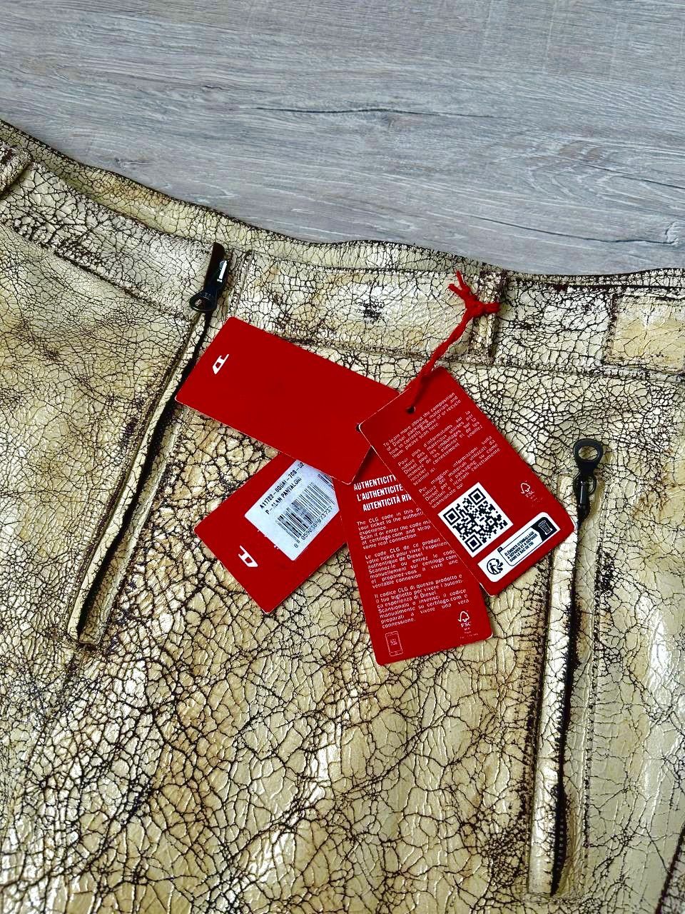 Diesel DIESEL P-ALAN CRACKED GOLD COATED DISTRESSED LEATHER PANTS Size US 36 / EU 52 - 9 Thumbnail