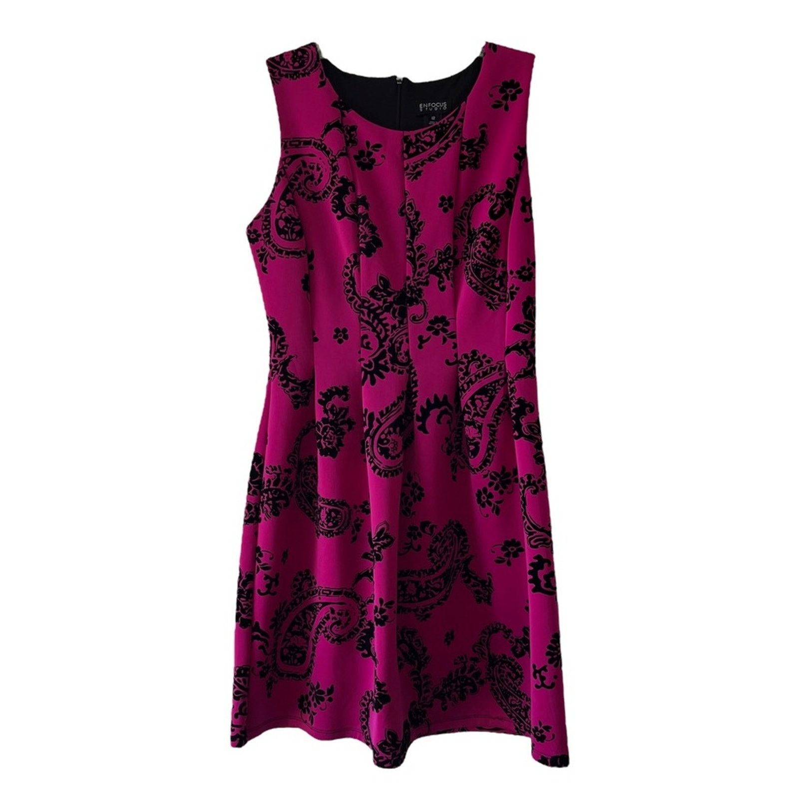 Other Enfocus Studio hot pink and black paisley pleated dress Size XL / US 12-14 / IT 48-50 - 3 Thumbnail
