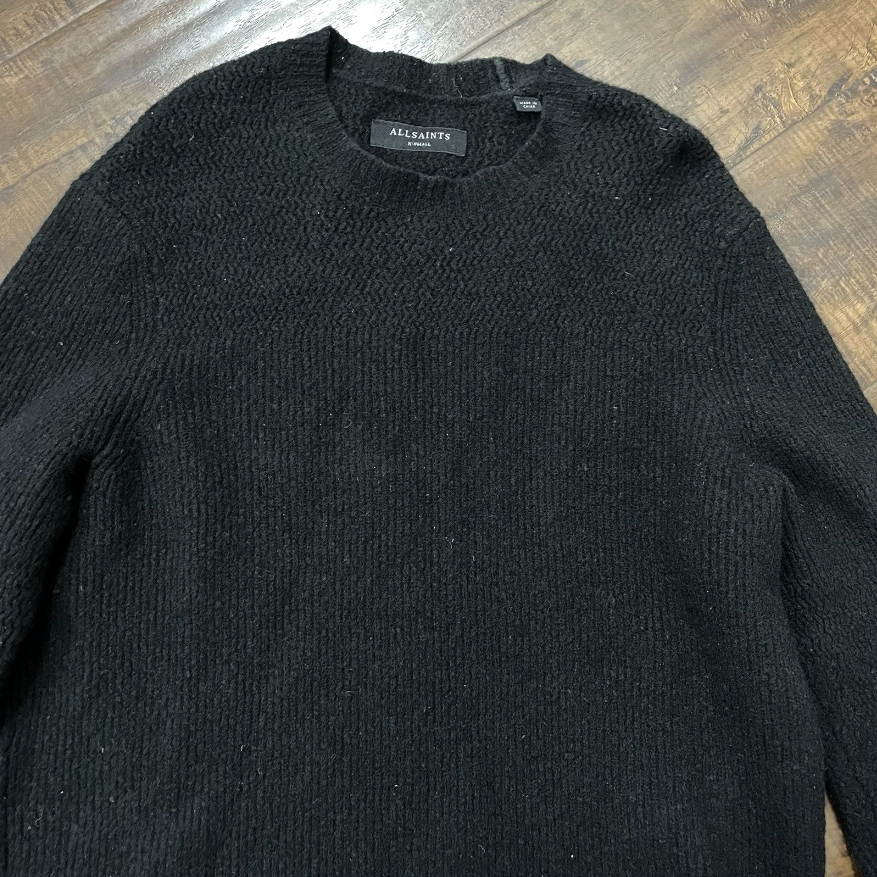 Allsaints AllSaints Jumper Adult XS Black Wool Knit Crew Neck Slim Pullover Designer Sweater Mens Size US XS / EU 42 / 0 - 3 Thumbnail
