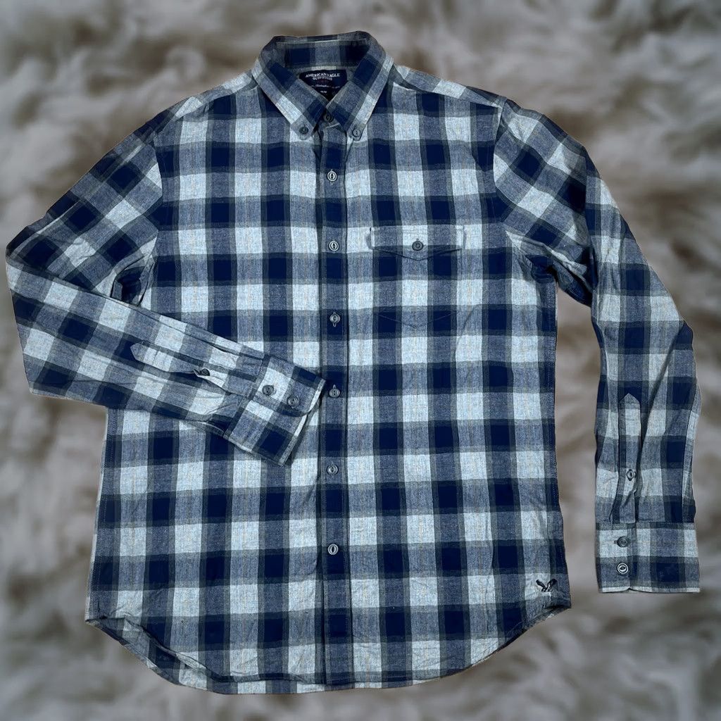 American Eagle Outfitters VINTAGE American Eagle Outfitters Shirt Mens M Medium SlimFit Button Down Flannel Plaid Size US M / EU 48-50 / 2 - 1 Thumbnail