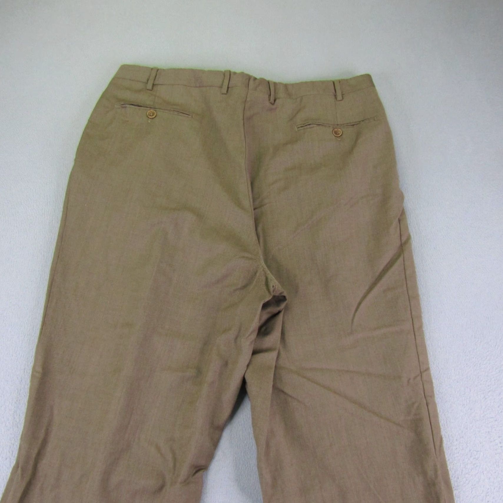 Canali VINTAGE Canali Dress Pants Mens 36x28 Brown Wool Trousers Pleated Cuffed Wide Leg Italy 90s Mens Size US 36 / EU 52 - 5 Thumbnail