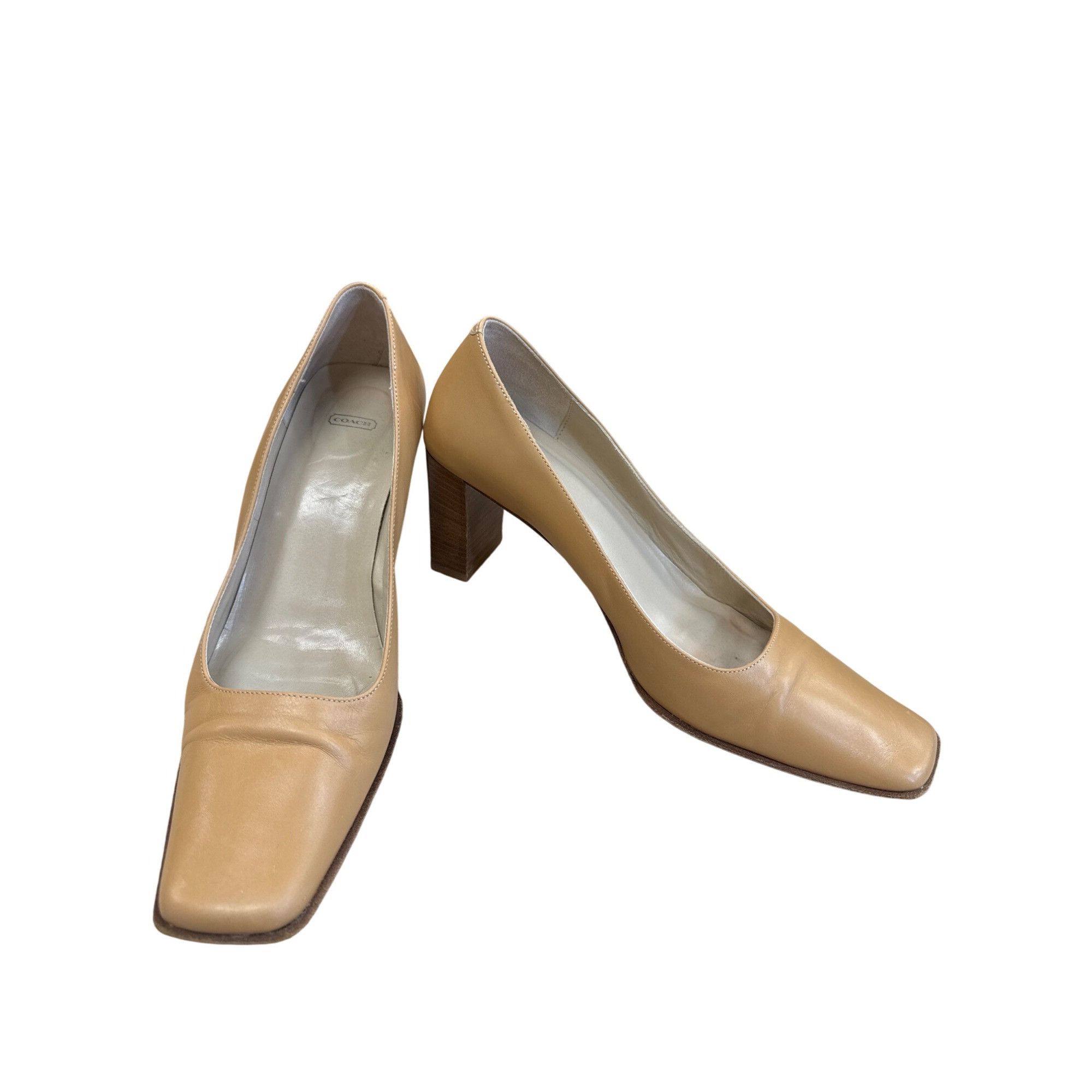 Coach Coach Malorie womens Vintage Tan Leather Square heels pumps Size US 8 / IT 38 - 1 Thumbnail