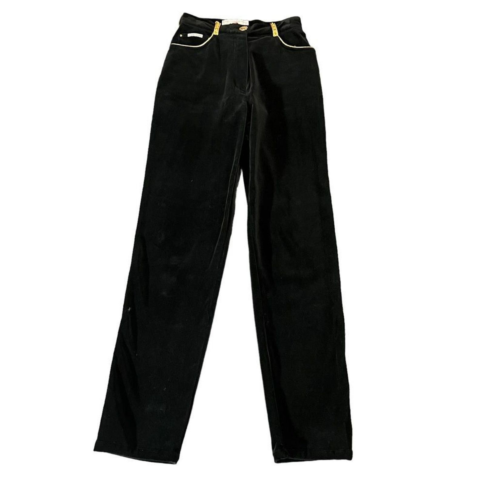 Christian Lacroix Christian Llinares Pants Womens 28 Black Velvet Straight Size 28" / US 6 / IT 42 - 2 Thumbnail