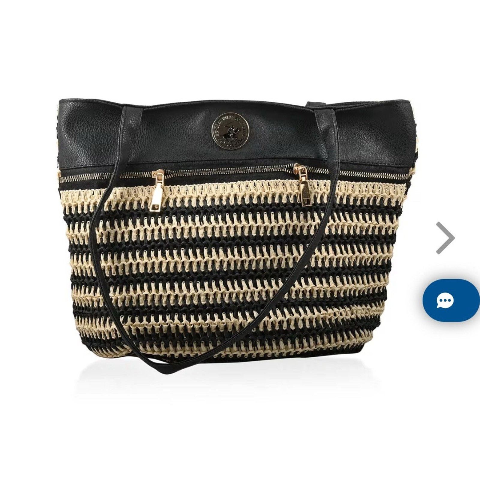 Beverly Hills Polo Club Beverly Hills Polo Club Tan & Black Woven Tote Size ONE SIZE - 1 Thumbnail