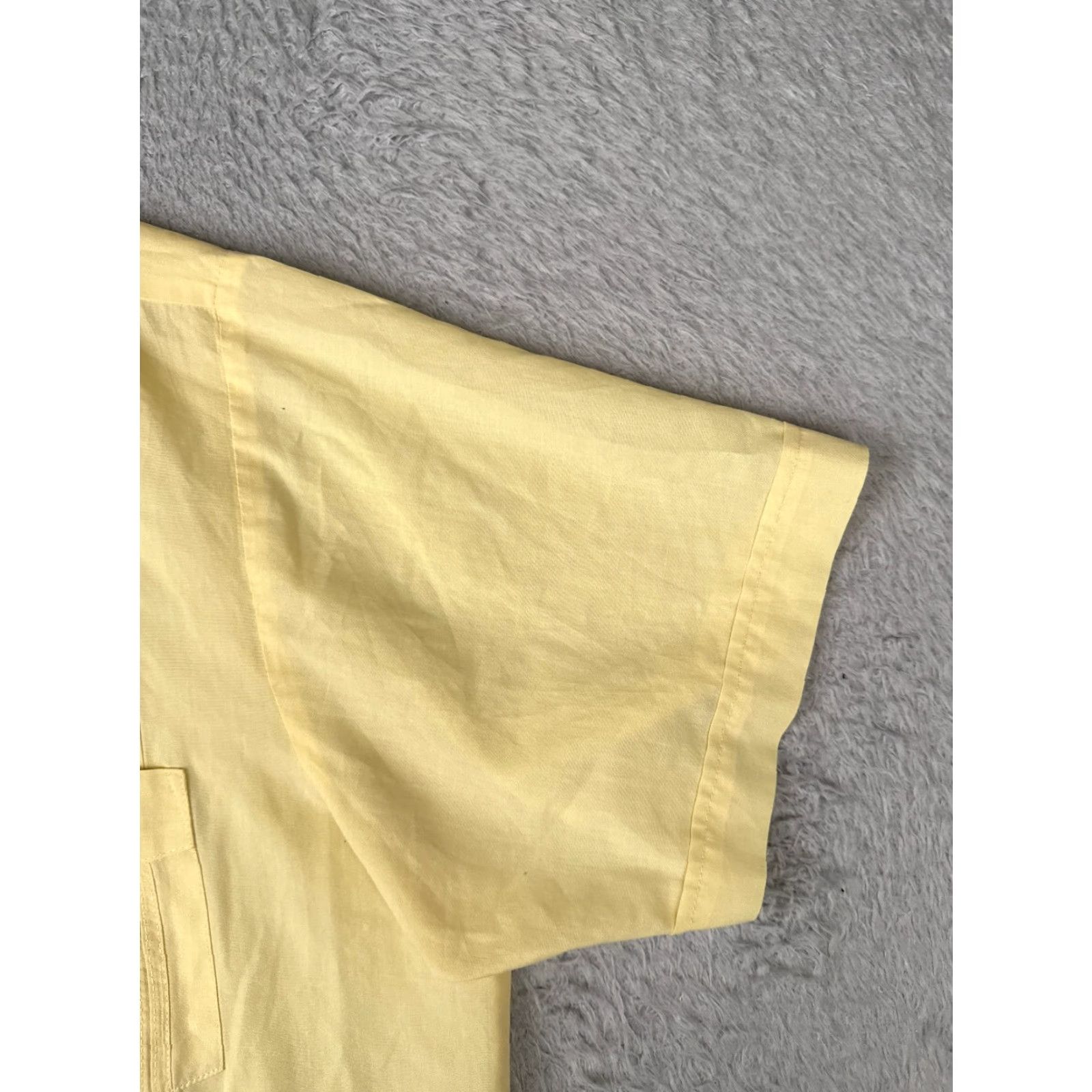 Haband VINTAGE The Genuine Haband Guayabera Shirt Men XL Yellow 4 Pocket Poly READ Size US XL / EU 56 / 4 - 2 Thumbnail