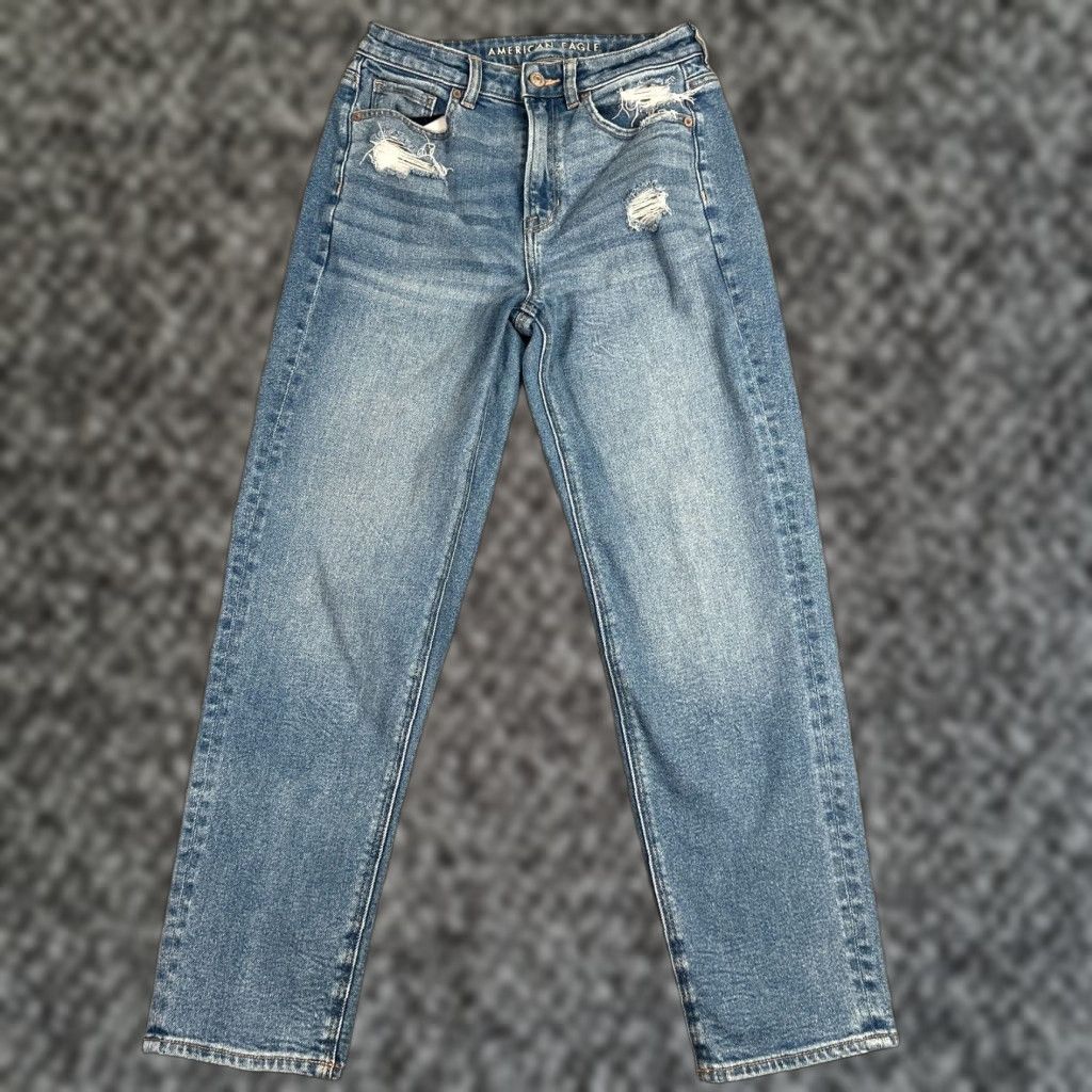 American Eagle Outfitters VINTAGE American Eagle Womens Jeans 4 Blue High Rise Straight Light Wash Denim Casual Pants Size 27" / US 4 / IT 40 - 1 Thumbnail