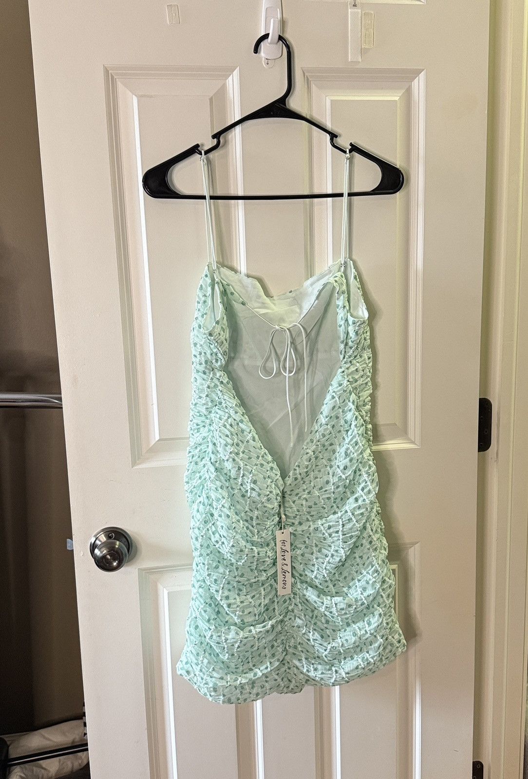 For Love & Lemons For Love And Lemons Green Drea Mini Ruched Dress Size XL / US 12-14 / IT 48-50 - 4 Thumbnail