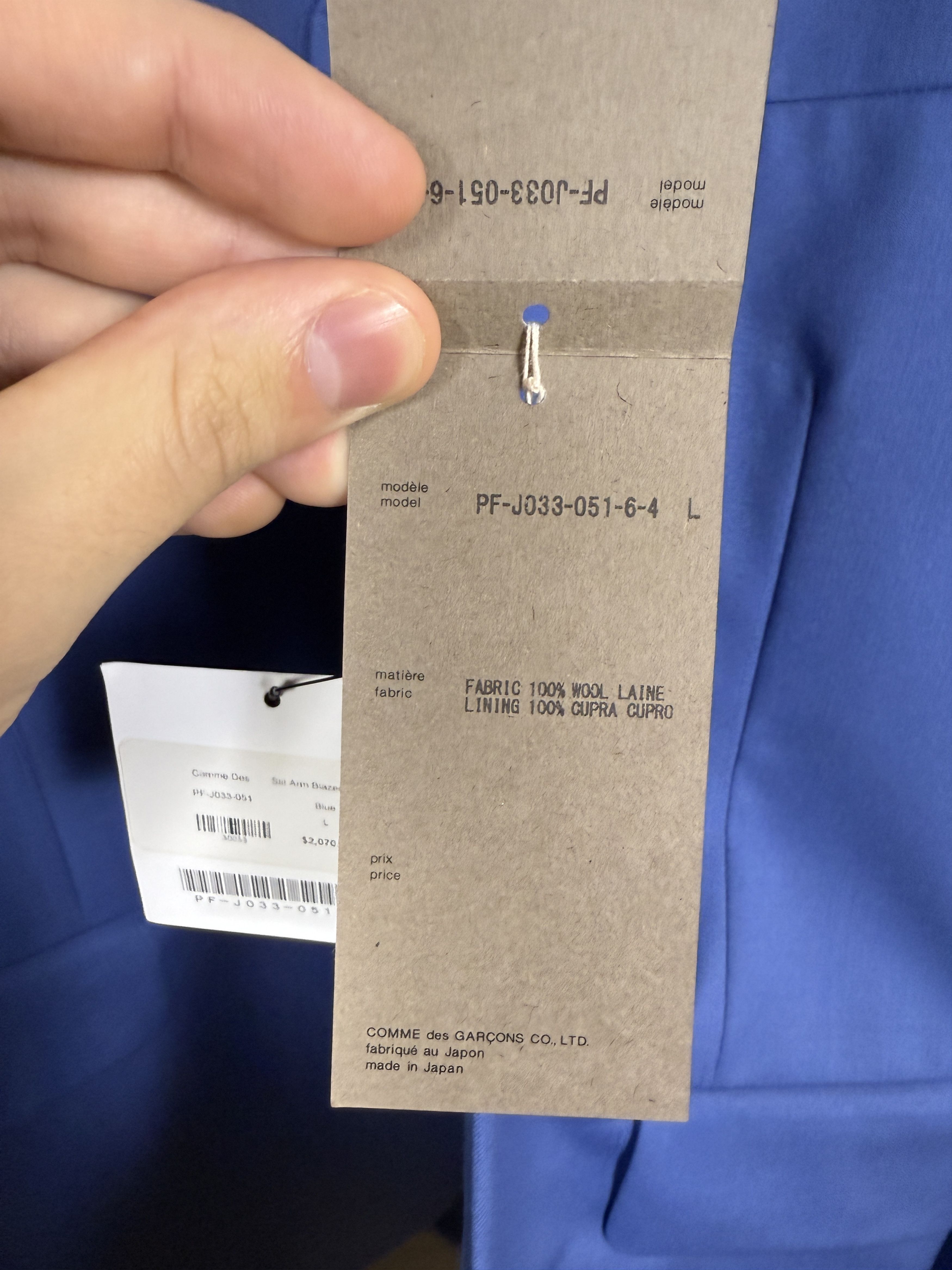 Comme des Garcons $2725 Comme des Garcoons Blue Slit Arm Blazer Size US L / EU 52-54 / 3 - 9 Thumbnail