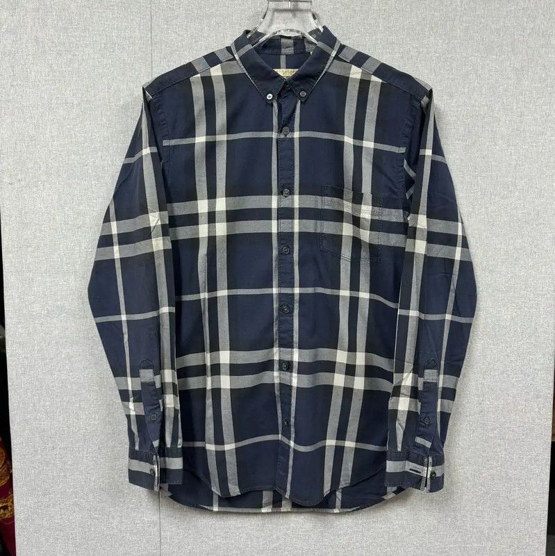 Burberry Burberry Men's Dark Blue Patterned Dress Shirt Size US M / EU 48-50 / 2 - 1 Thumbnail