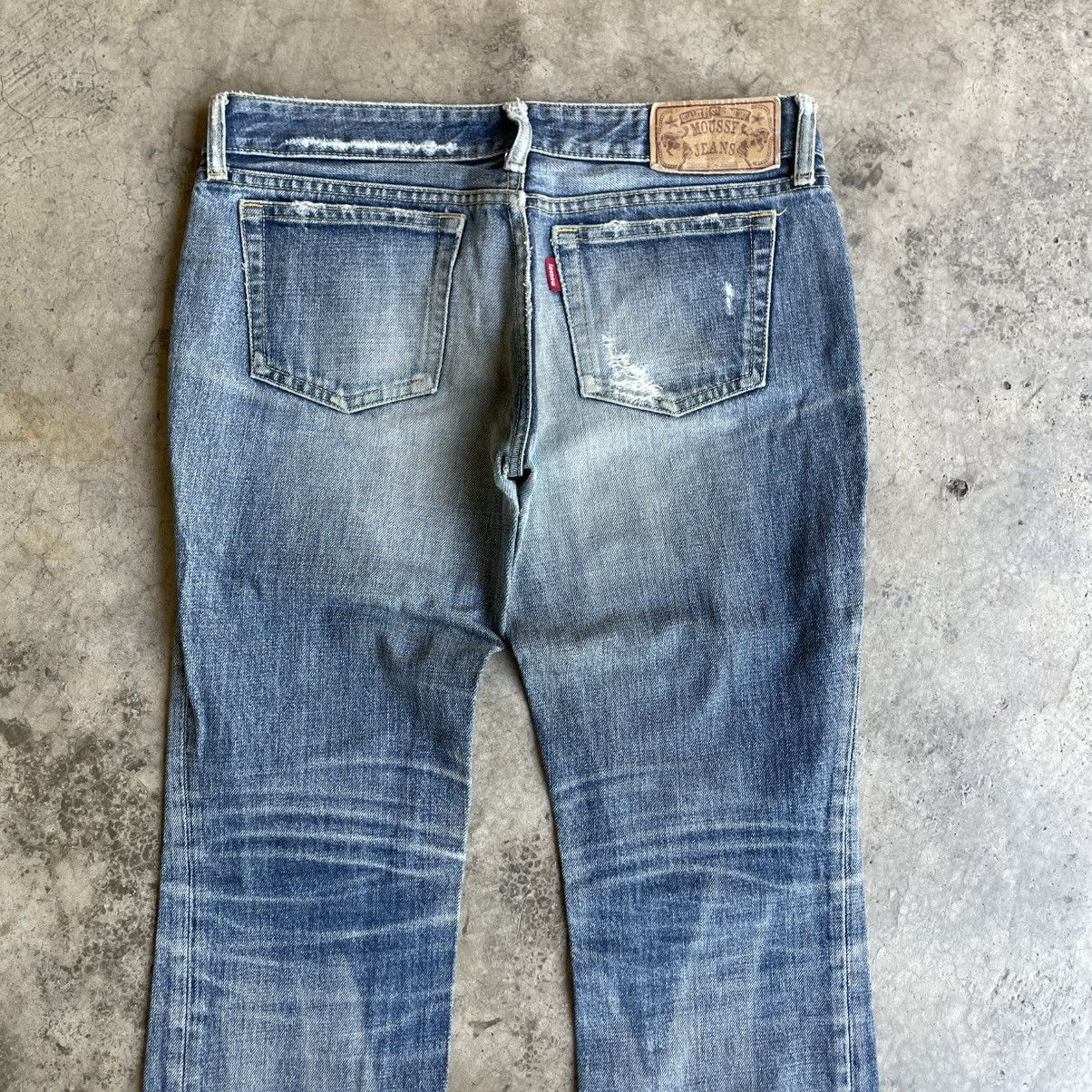 MOUSSY 🔥Vintage Moussy Stoned Washed Ripped Distress Flare Jeans Size 31" - 5 Thumbnail