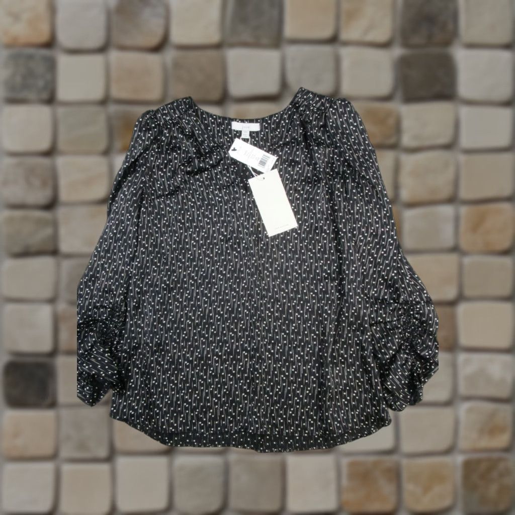 Joie JOIE Shirt Womens 2XS Black White Polka Dot Puff Sleeve Round Neck Pullover Blouse Casual Regular Spring Summer Fall Womens Size XXS / US 00 / IT 34 - 1 Thumbnail