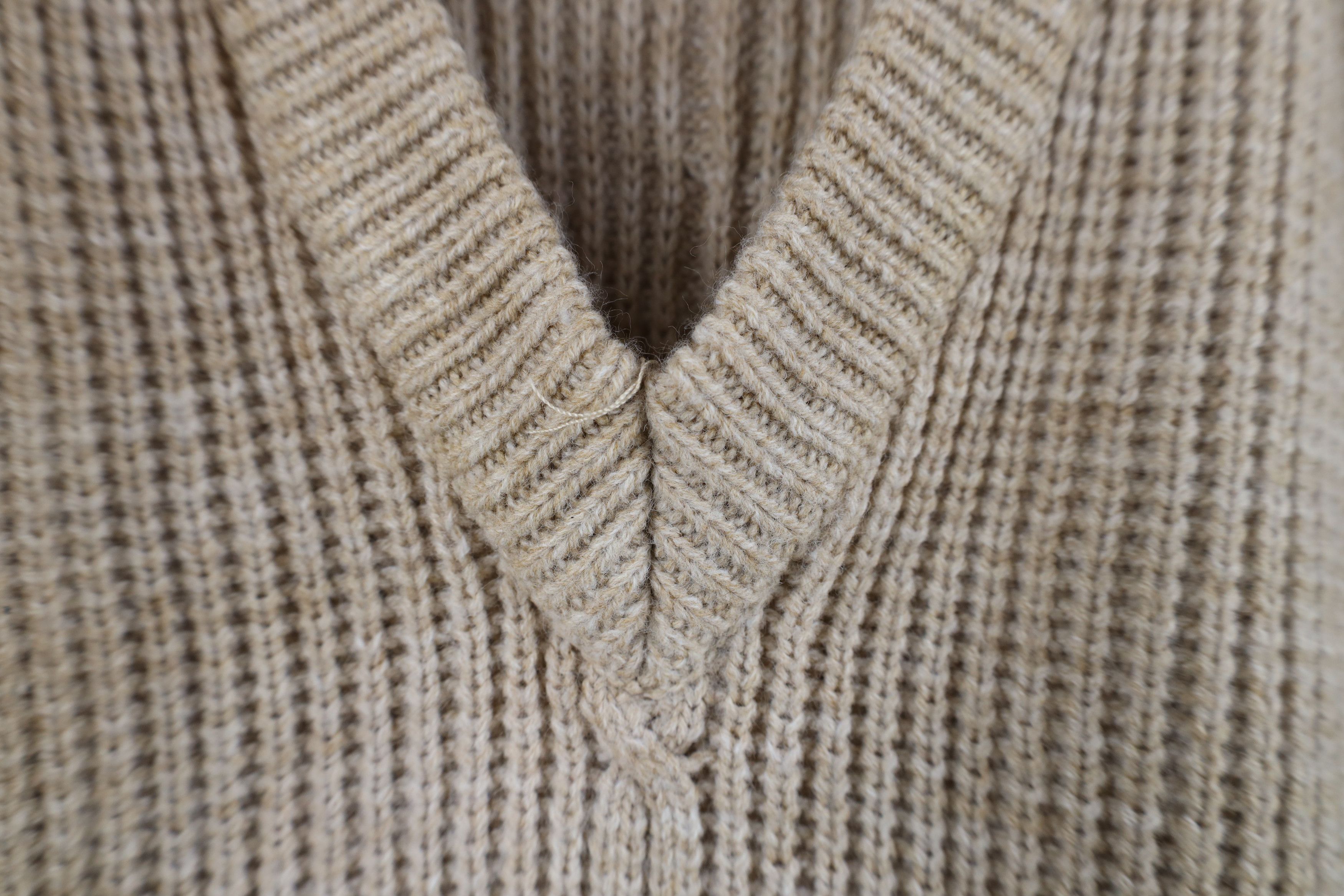 Vintage Vintage 90s Streetwear Ribbed Cable Knit Sweater Beige Size L / US 10 / IT 46 - 4 Thumbnail