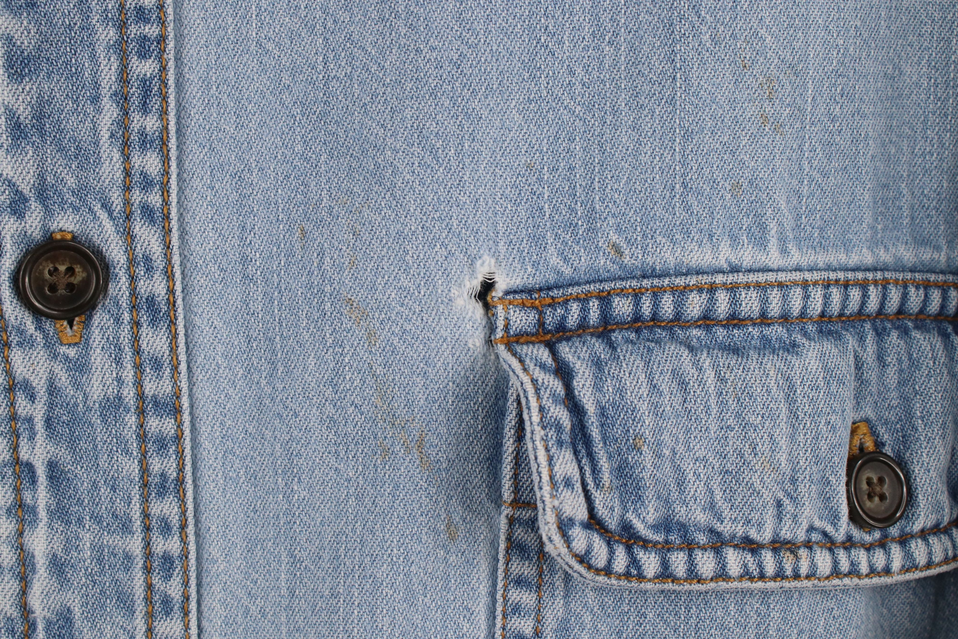 Vintage Vintage 90s Streetwear Denim Jean Collared Button Shirt Blue Size US XL / EU 56 / 4 - 4 Thumbnail