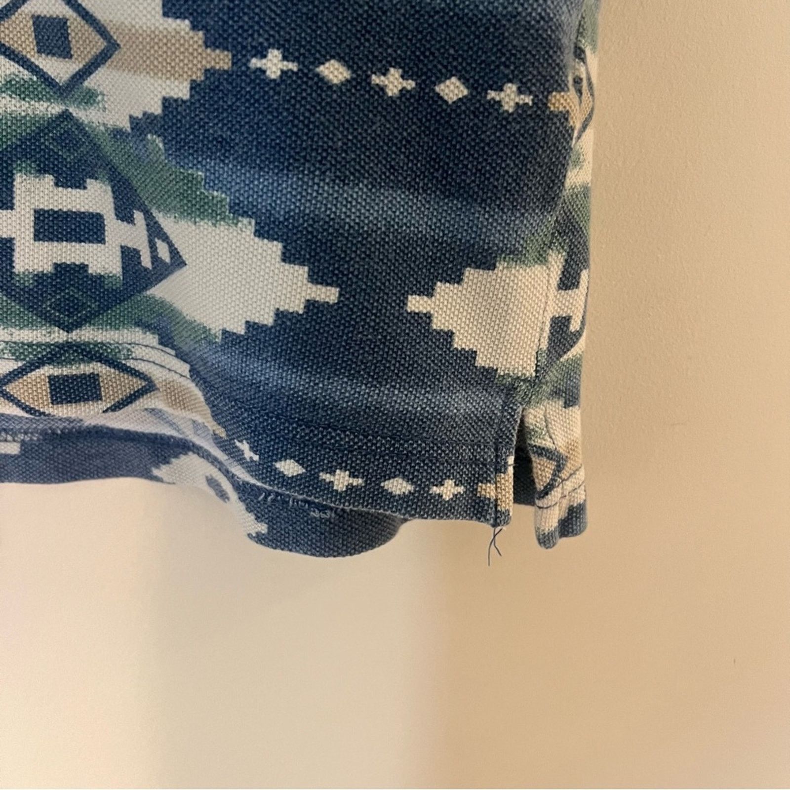 Vintage Vintage All Over Aztec Print Blue Polo Size US L / EU 52-54 / 3 - 4 Thumbnail