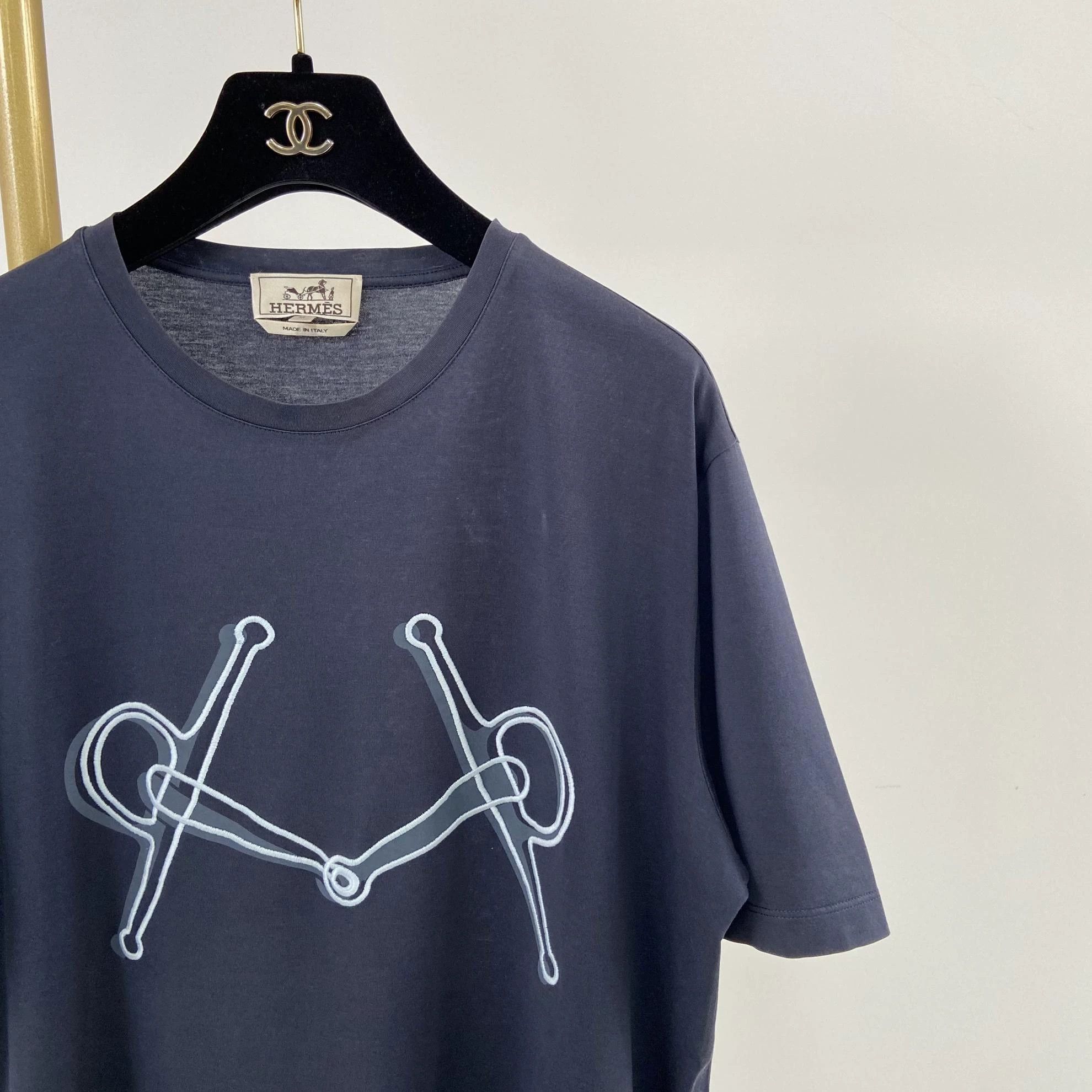 Hermes Hermes Navy Blue Printed Tee M 5776 Size M / US 6-8 / IT 42-44 - 3 Thumbnail