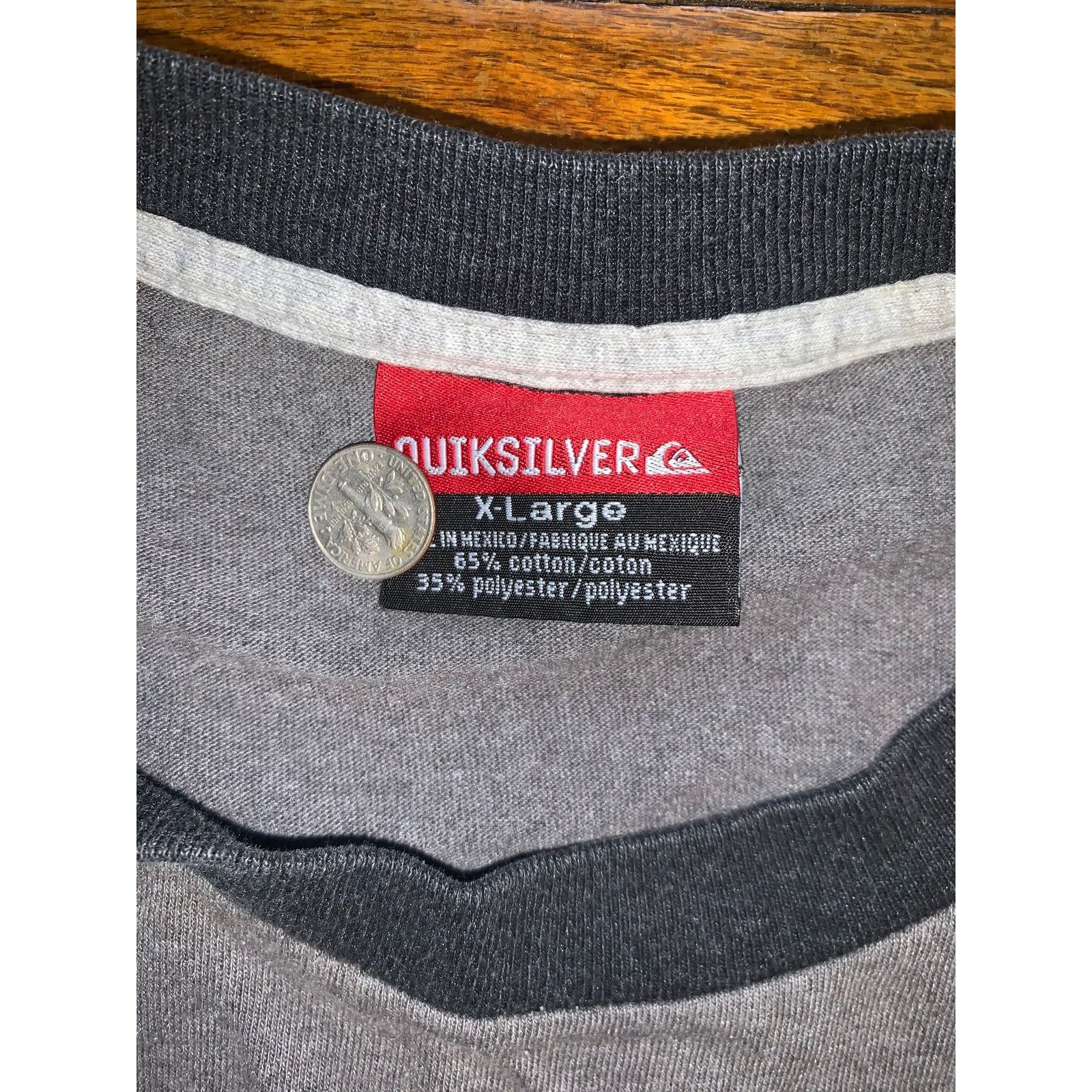 Quiksilver × Vintage Vintage Quiksilver Box Logo Ringer T Shirt XL Y2K Surf Skate Size US XL / EU 56 / 4 - 4 Thumbnail