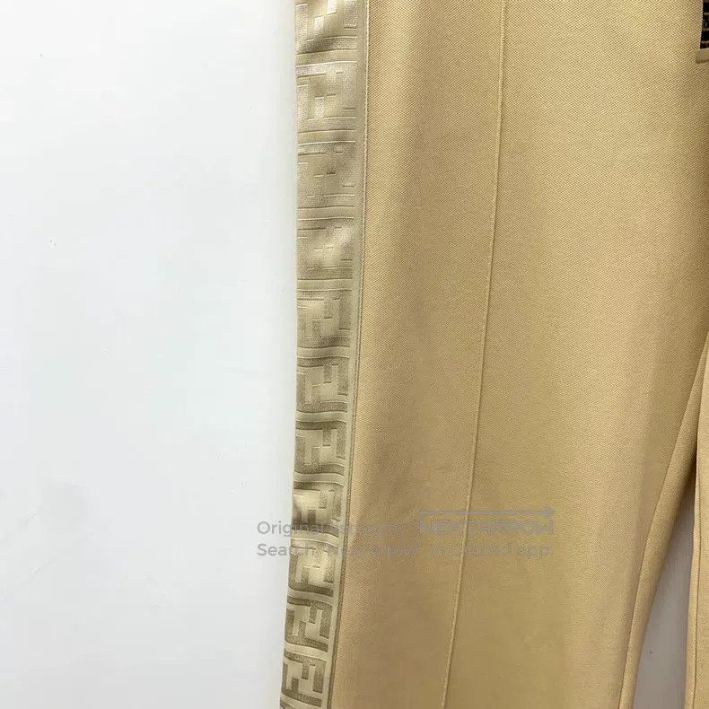 Fendi Fendi Beige side logo jacquard cotton drawstring casual st Size 24" / US 00 / IT 34 - 4 Thumbnail
