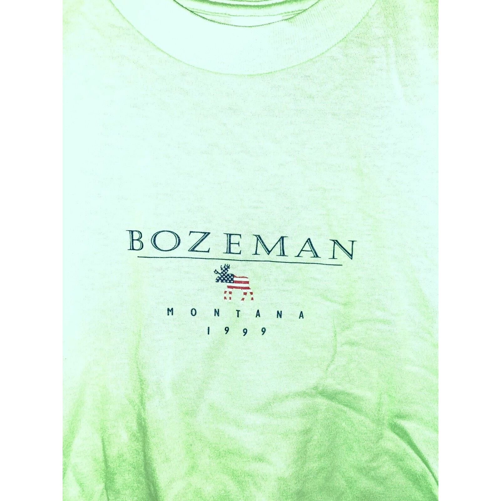 Anvil Vintage Bozeman Shirt Moose Green Tee 90s VTG L Large 1999 Size US L / EU 52-54 / 3 - 2 Thumbnail