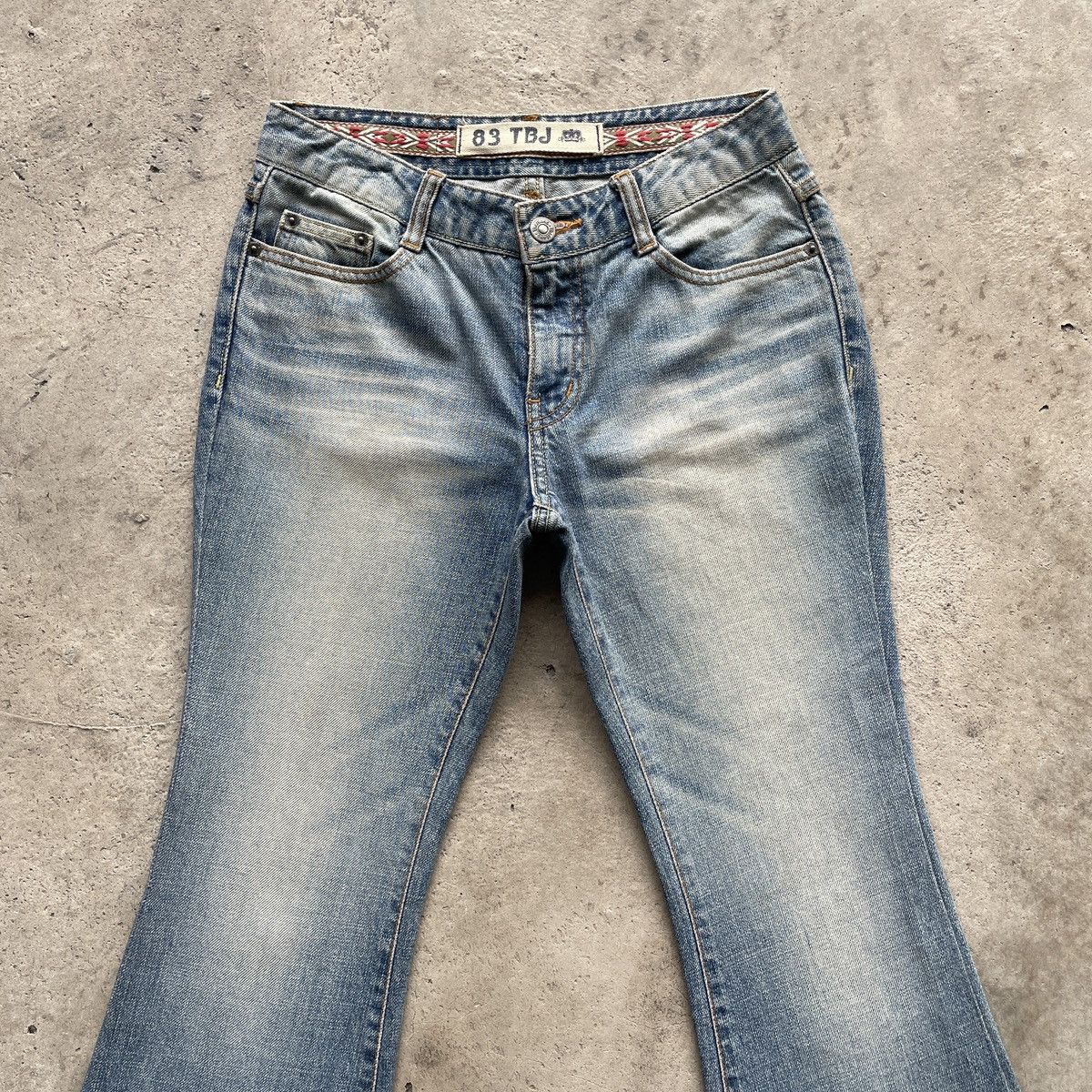 Japanese Brand Vintage Japanese TBJ Faded FLARE Jeans Bootcut Denim Pants Size US 27 - 4 Thumbnail